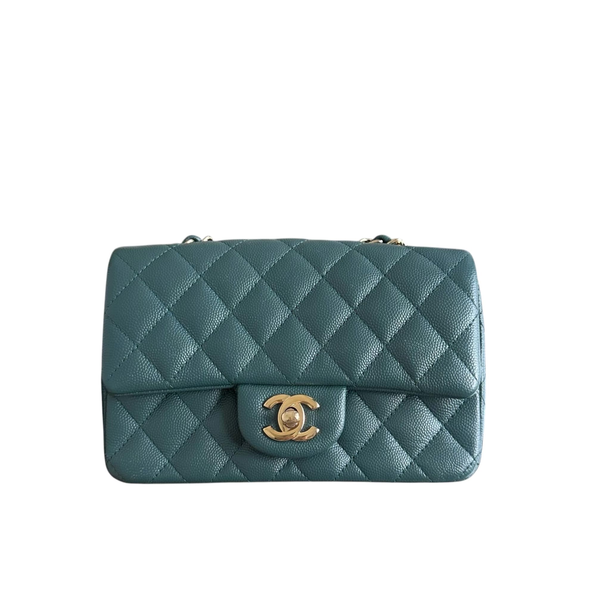 Chanel CHANEL CLASSIC FLAP MINI RECTANGLE DARK GREEN CAVIAR SERIES 24 SYCM666