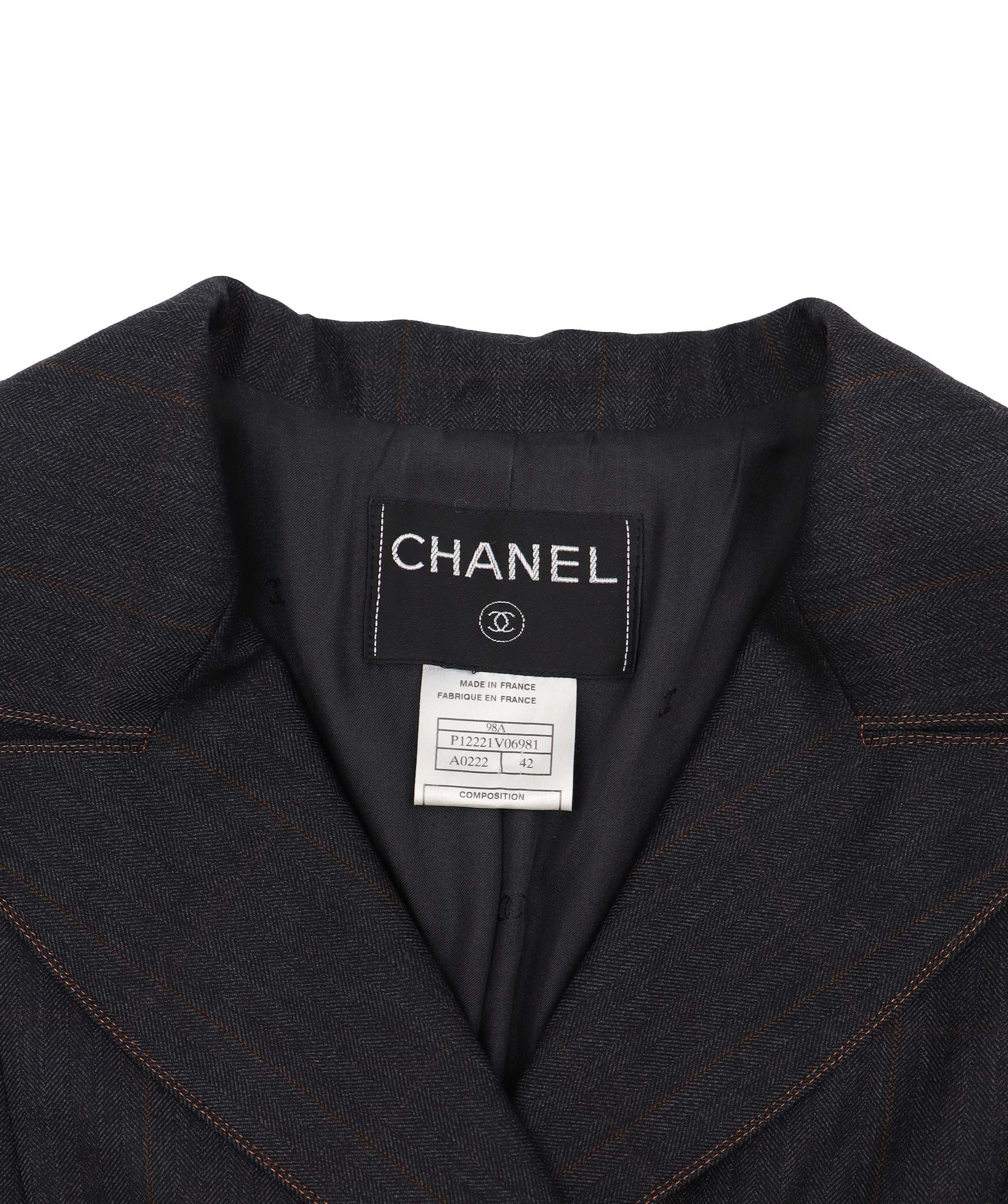 Chanel Chanel Coco Button Denim Grry Suit Size 42 DXBS3645