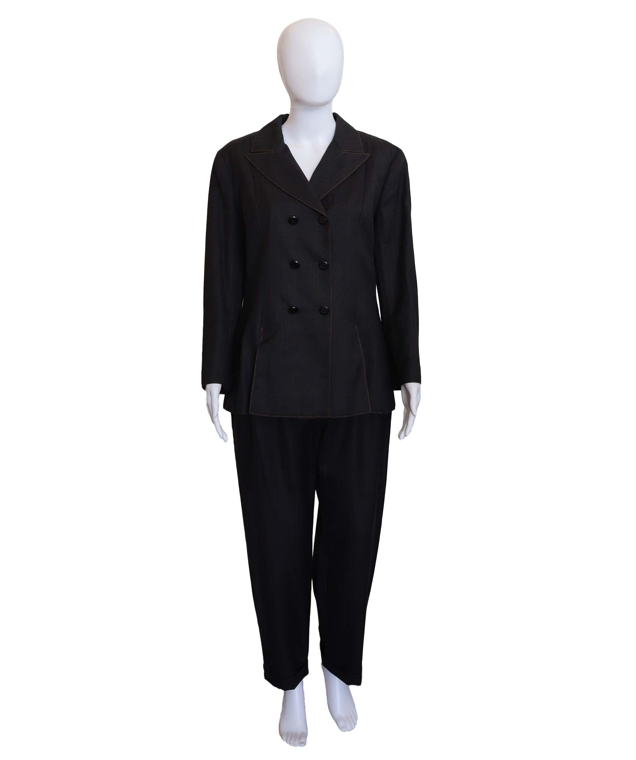 Chanel Chanel Coco Button Denim Grry Suit Size 42 DXBS3645