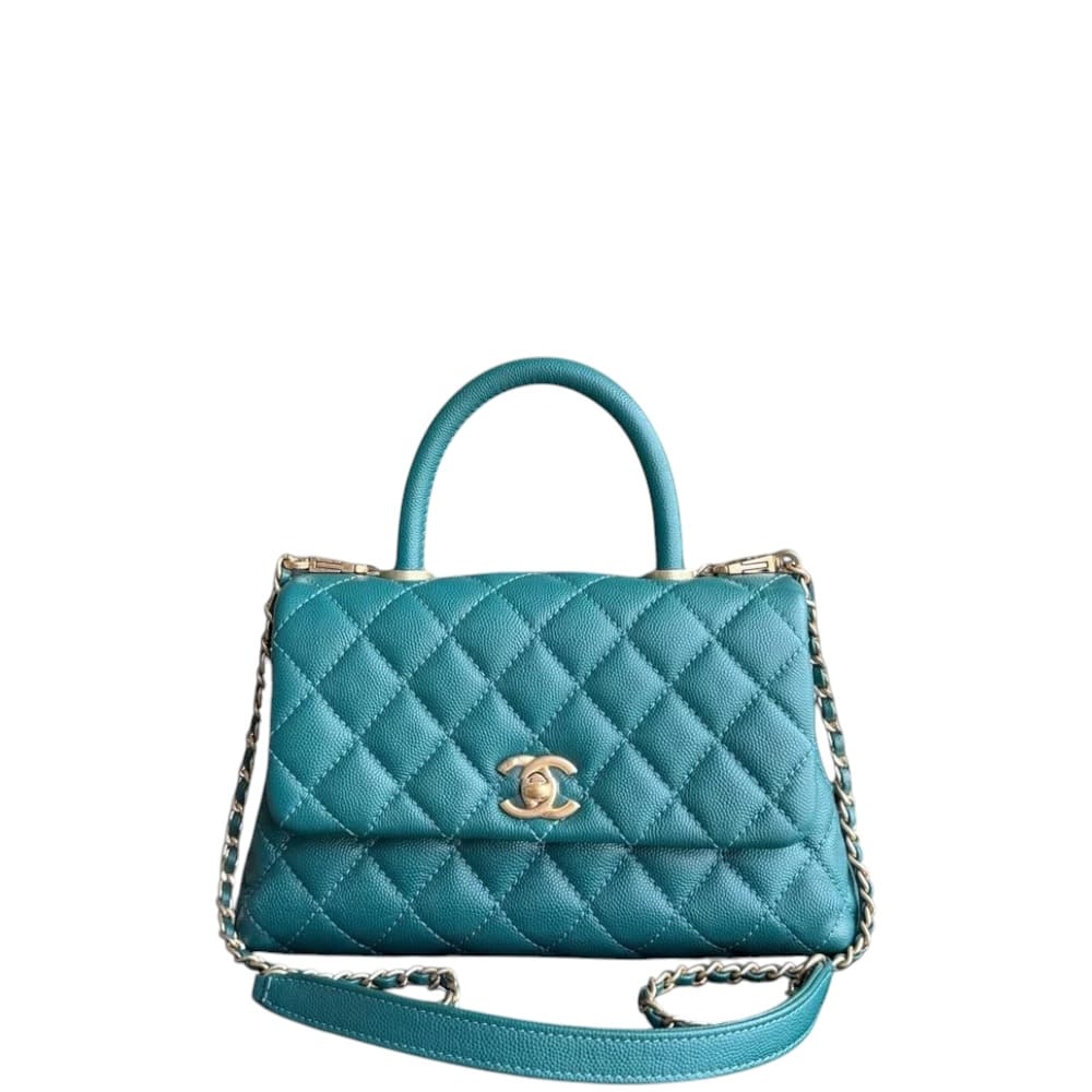 Chanel CHANEL COCO HANDLE SMALL - CAVIAR QUILTED GRAINED CALFSKIN GREEN GOLD HARDWARE SERIES 27 SYCM659