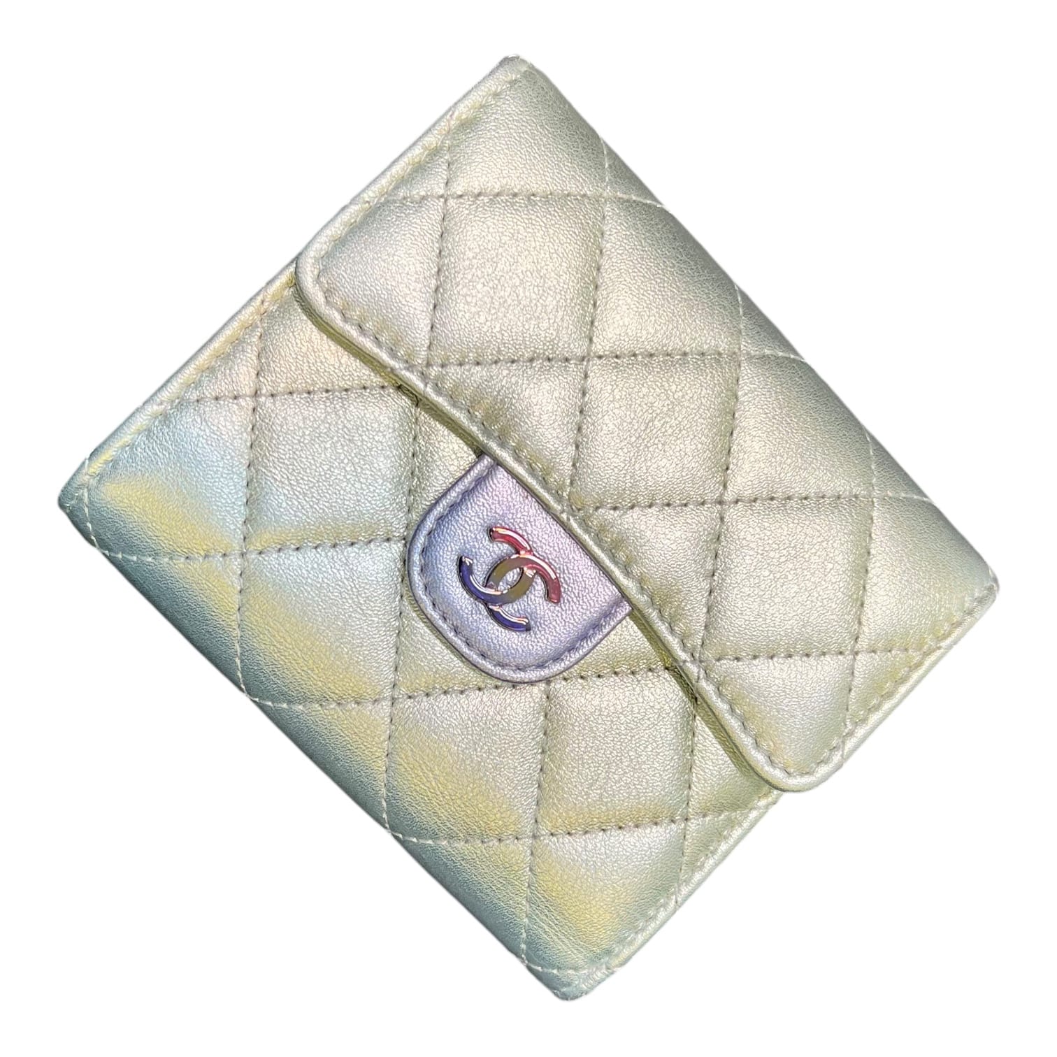 Chanel Chanel Compact Wallet Iridescent Lambskin Rainbow HW #31 SSLG1054
