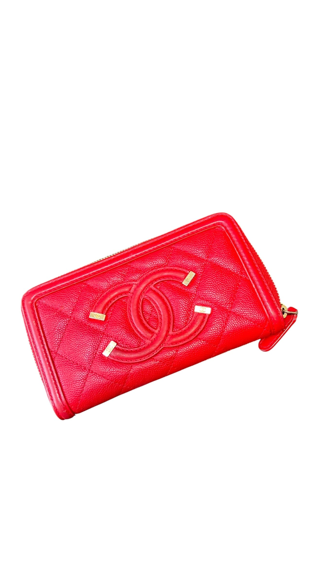 Chanel Chanel Filigree Wallet Red Caviar Matte GHW #25 SSLG1050