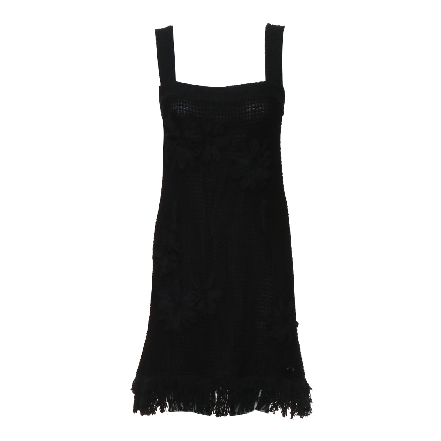 Chanel Chanel Floral Applique Cotton Shift Dress