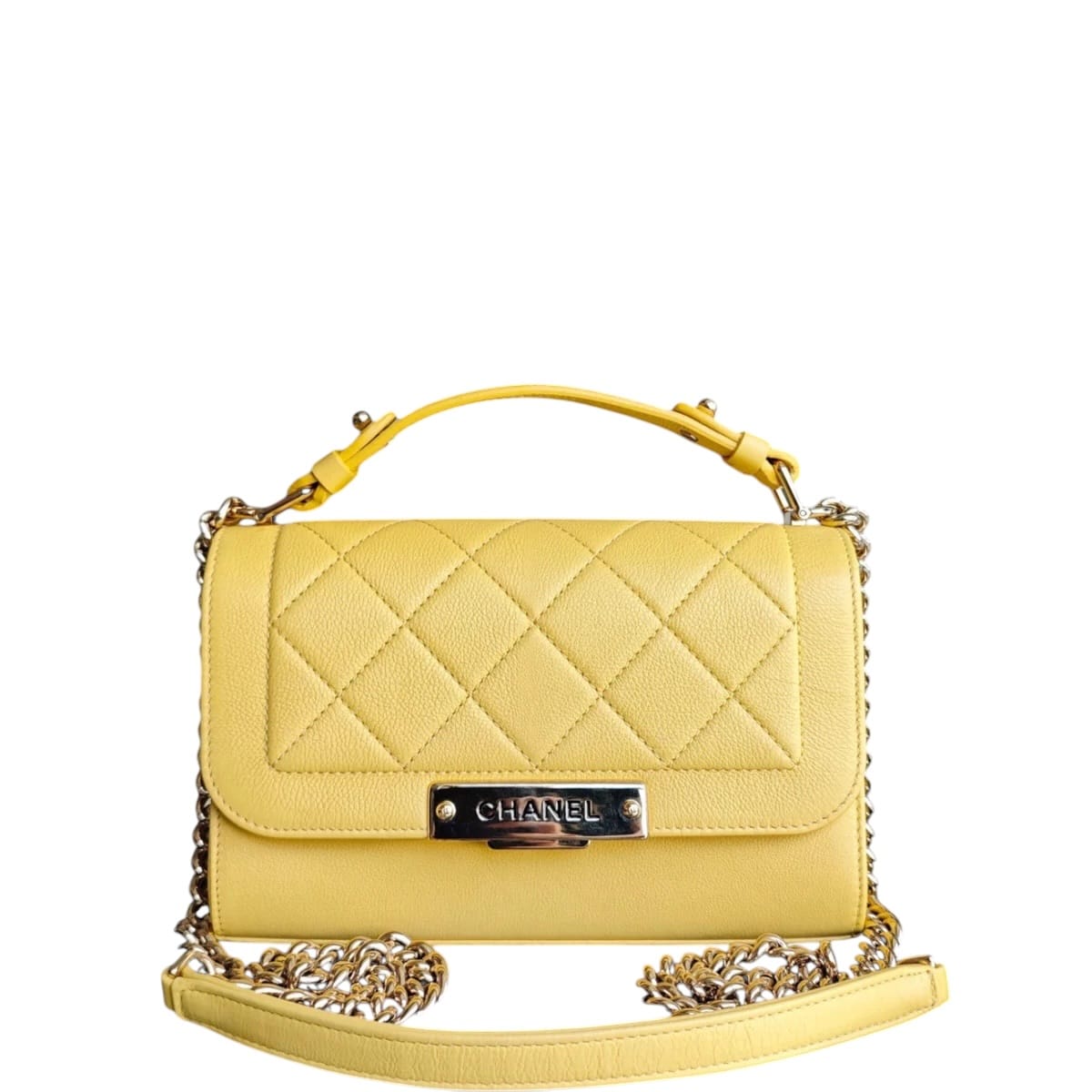 Chanel CHANEL LABEL CLICK SMALL - QUILTED GRAINED CALFSKIN YELLOW GOLD HARDWARE SERIES 23 SYCM649