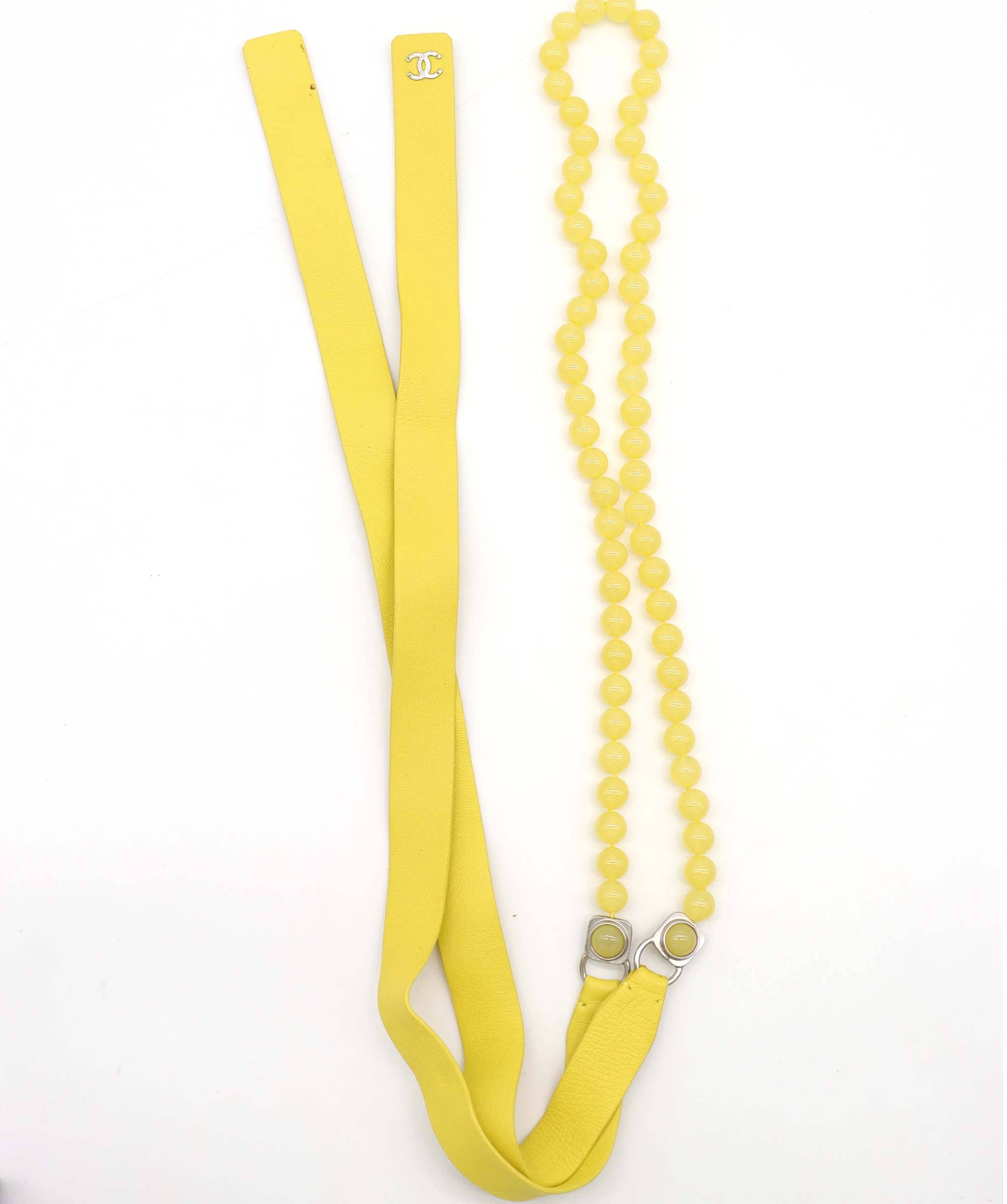 Chanel CHANEL LEATHER PEARL BELT YELLOW YELLOW ASC7313