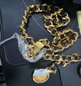 Chanel CHANEL leather-strapped chain gold coin waist chain LZ404229