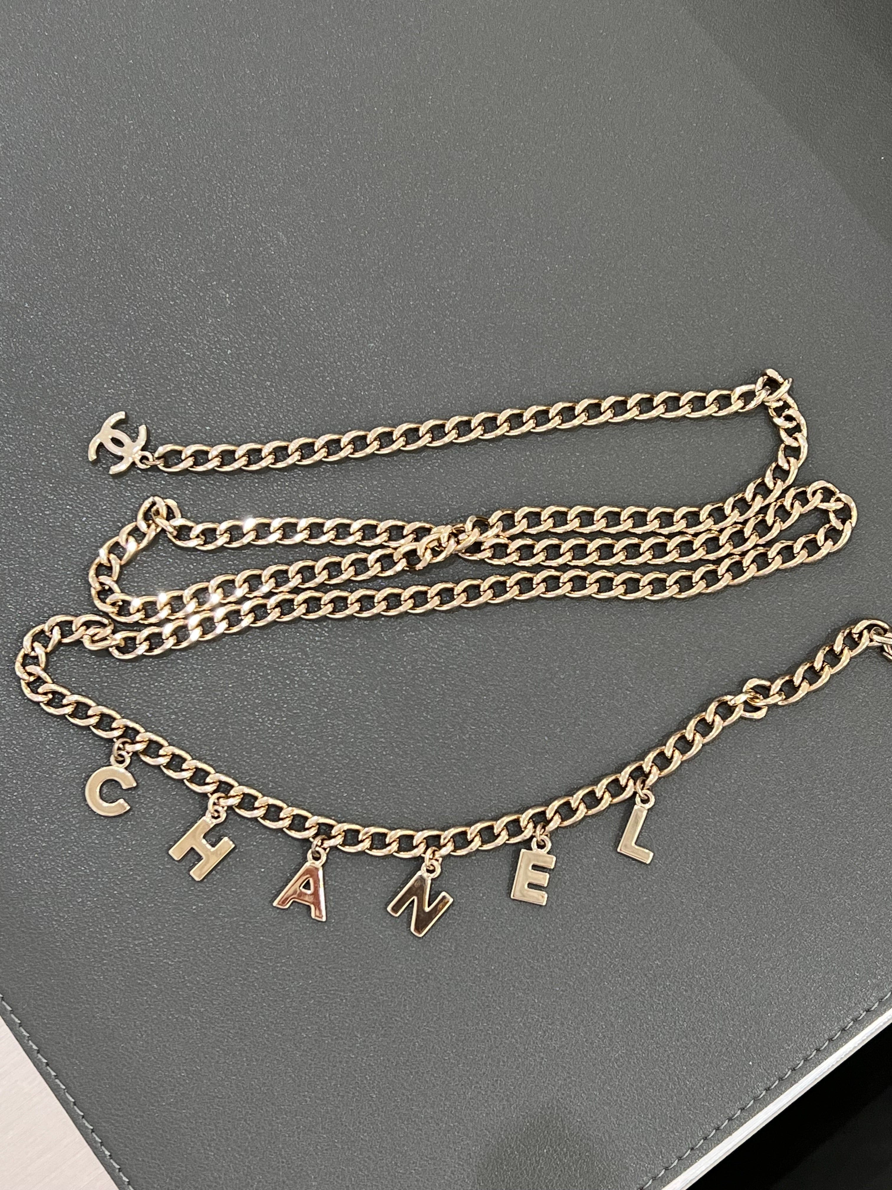 Chanel Chanel letters belt C H A N E L 07V 111cm LGHW Box SKC8279X