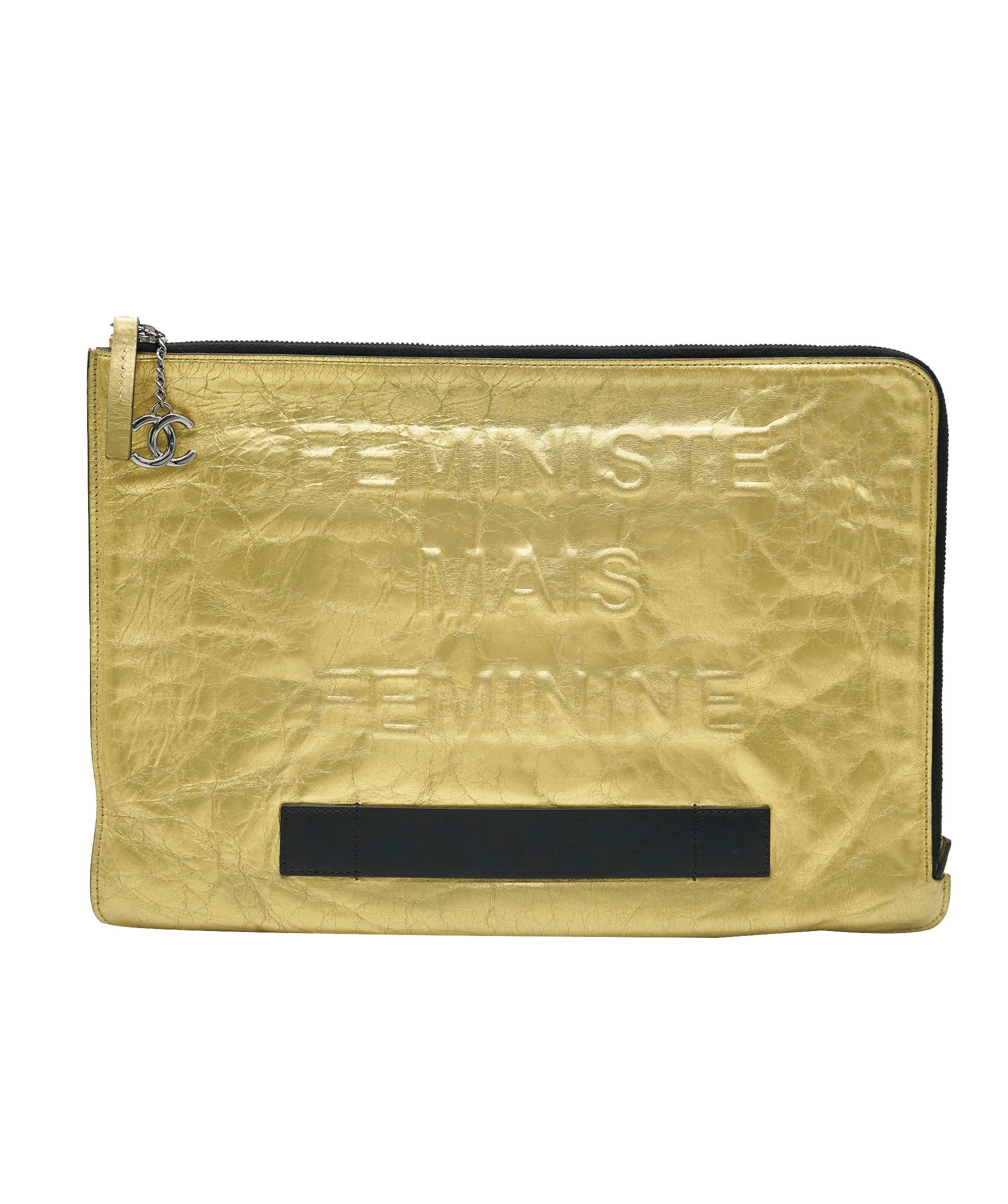 Chanel Chanel limited edition large pochette, « Feministe mais feminine », gold ALL1142