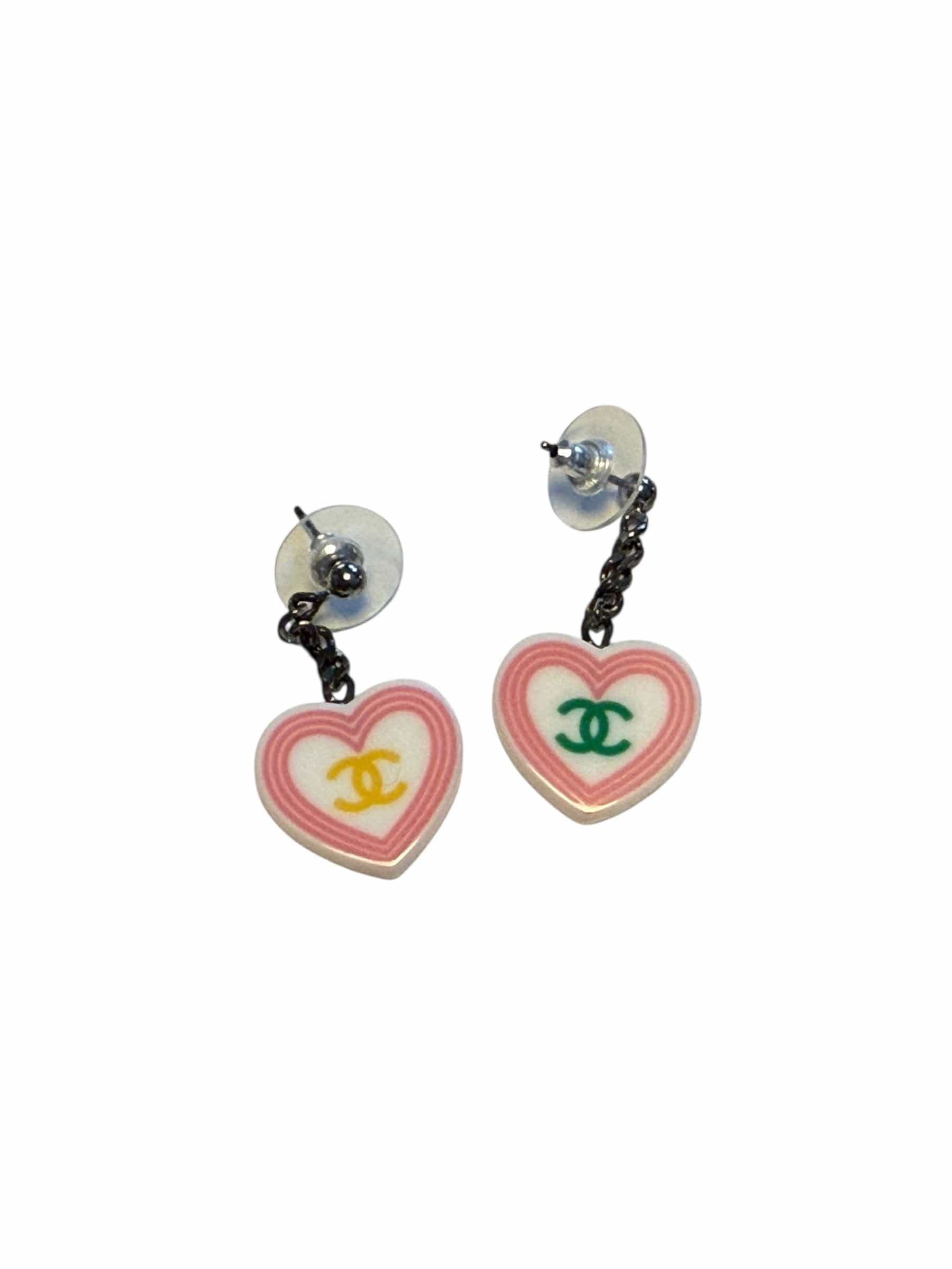 Chanel Chanel Logo Earring Accessory Heart Green Yellow DXBK0268
