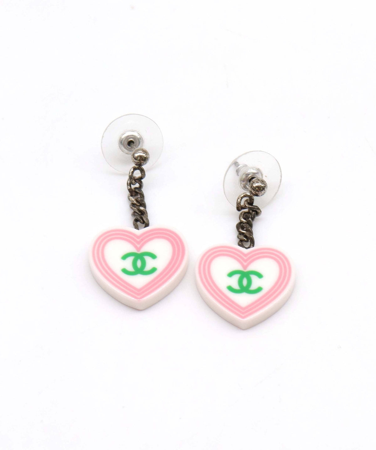 Chanel Chanel Logo Earring Accessory Heart Green Yellow DXBK0268