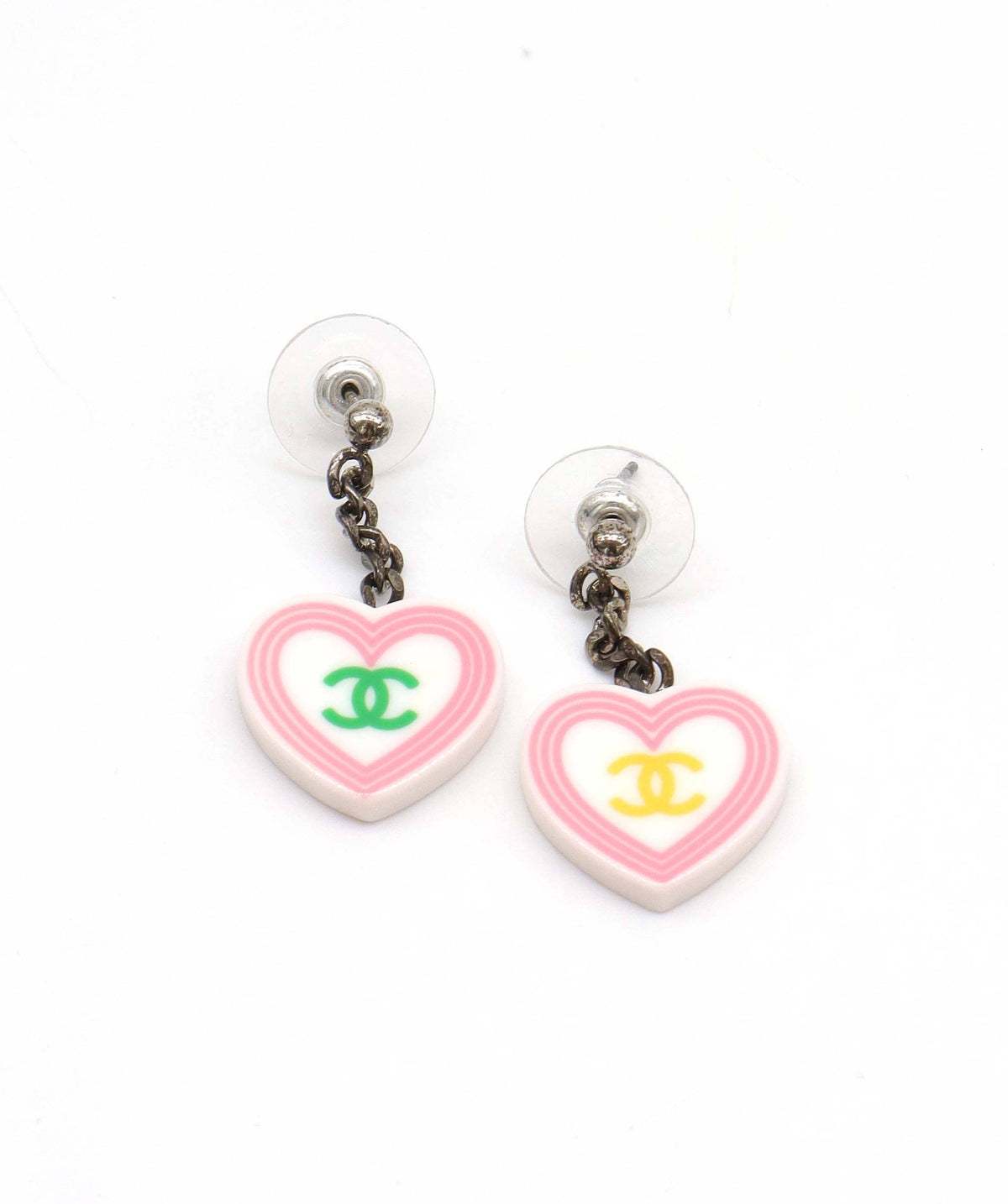 Chanel Chanel Logo Earring Accessory Heart Green Yellow DXBK0268