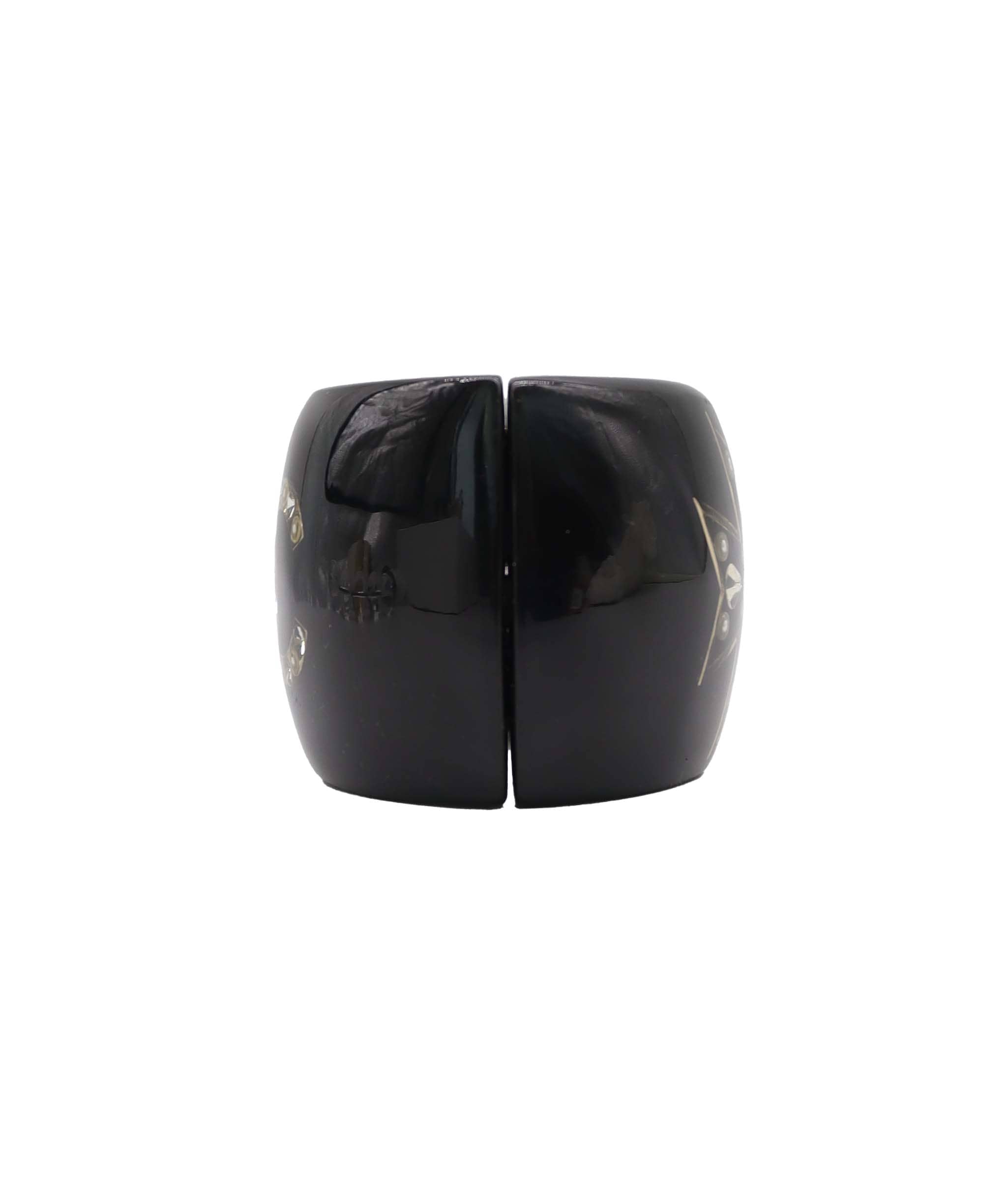 Chanel CHANEL RESIN CRYSTAL CUFF BRACELET BLACK ASC7320
