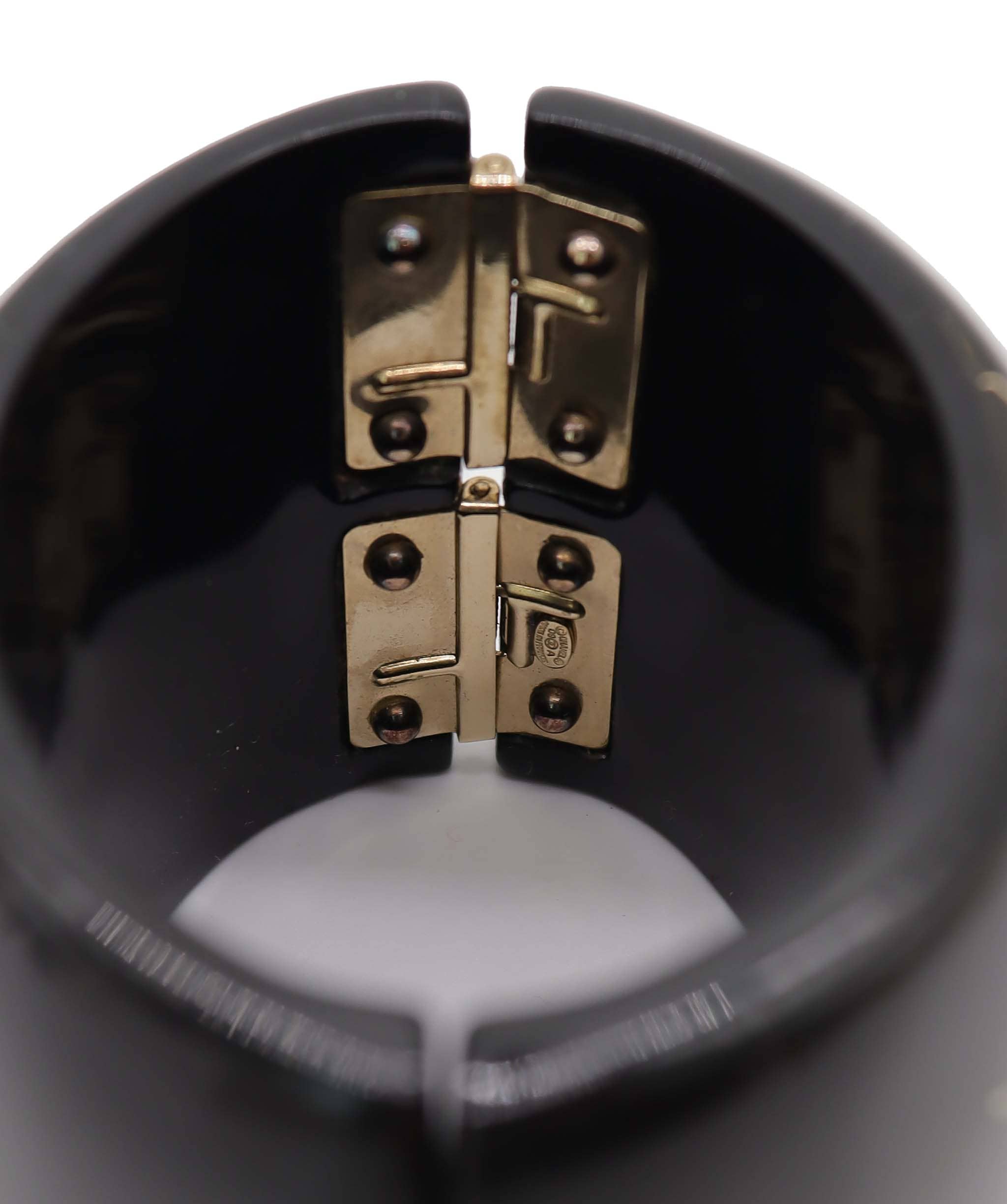 Chanel CHANEL RESIN CRYSTAL CUFF BRACELET BLACK ASC7320