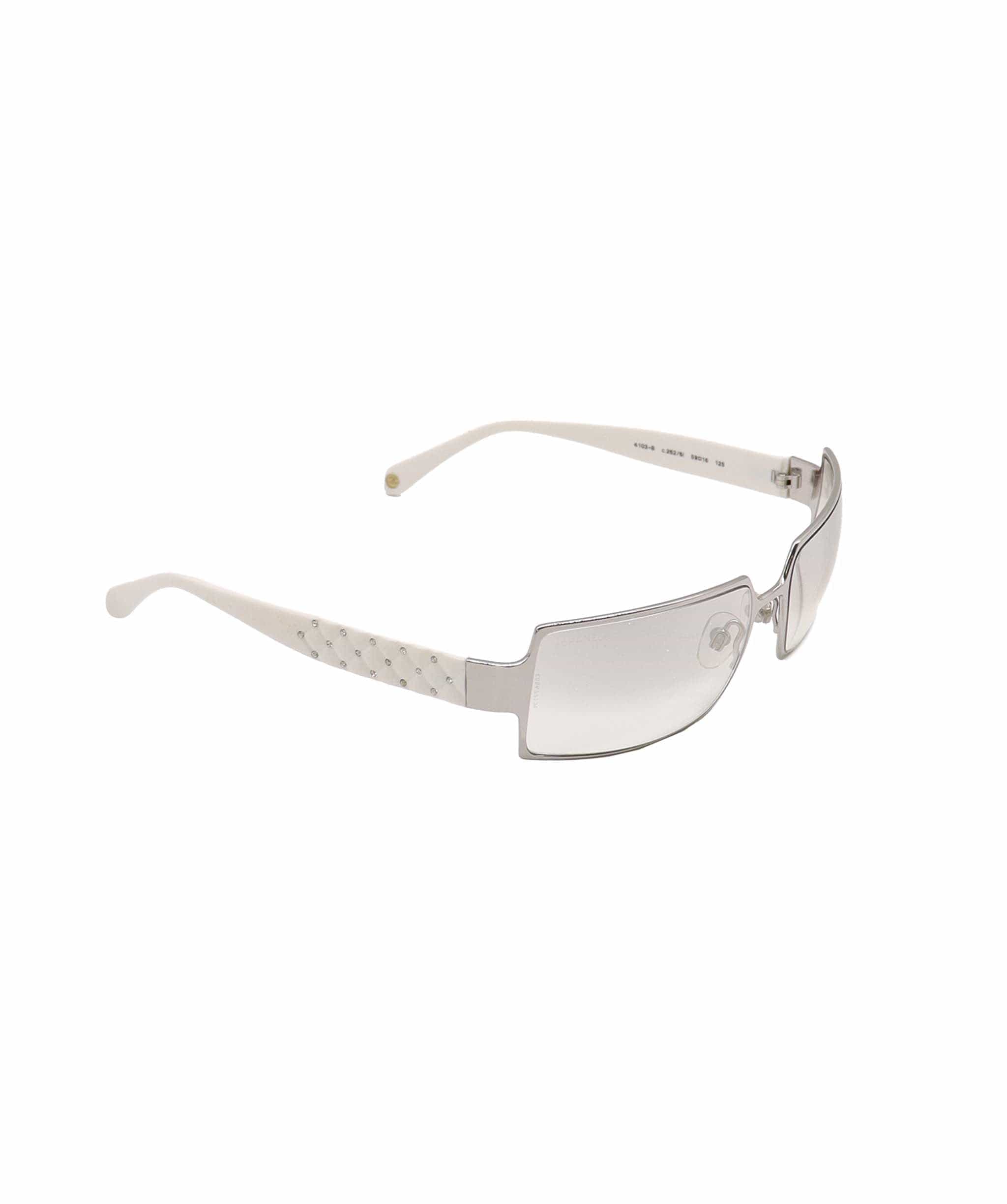 Chanel Chanel Rhinestone Matelasse Clear Sunglasses White DXBS4241