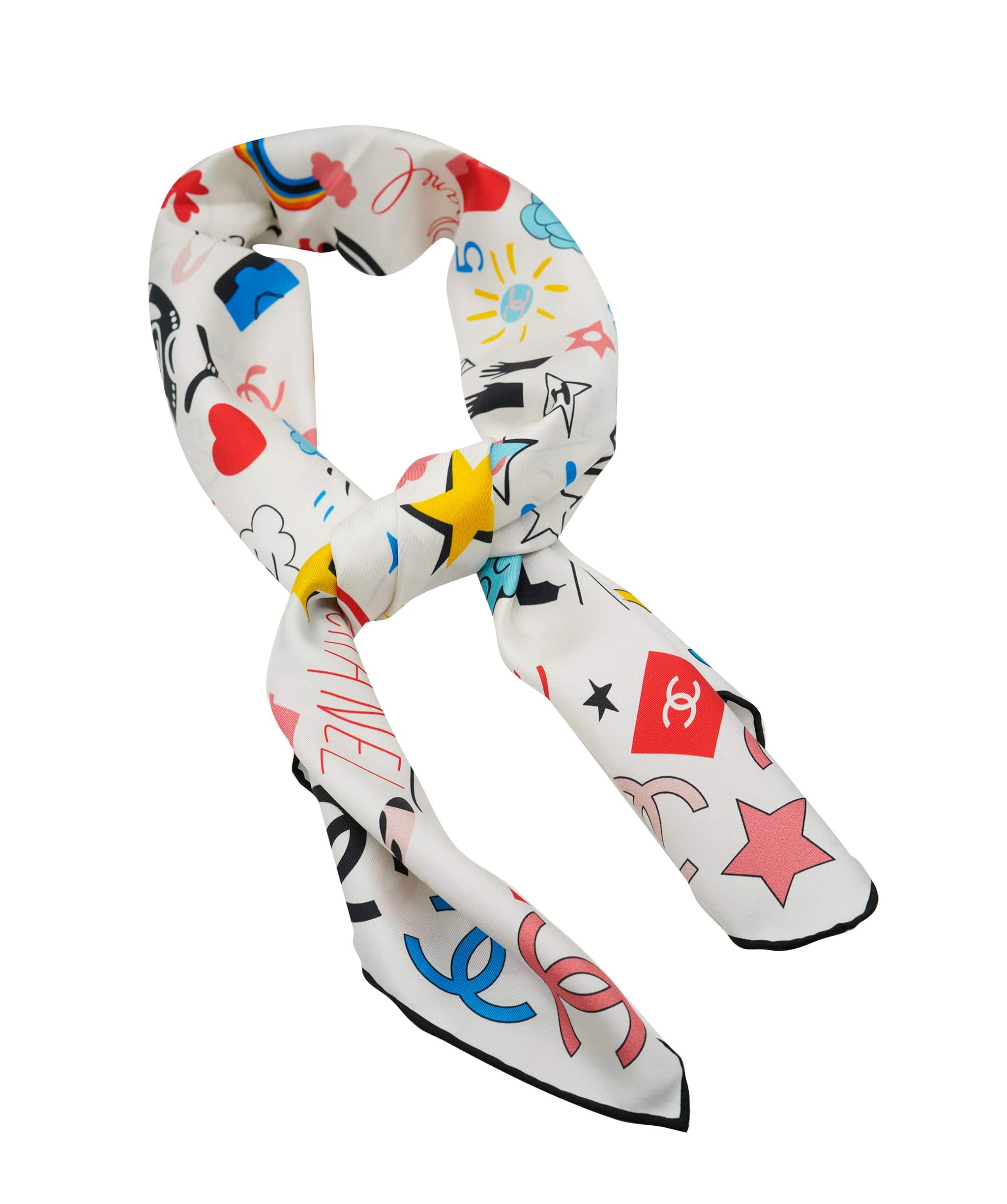 Chanel Chanel Silk scarf, white multicolors, Excellent conditions AKL0121