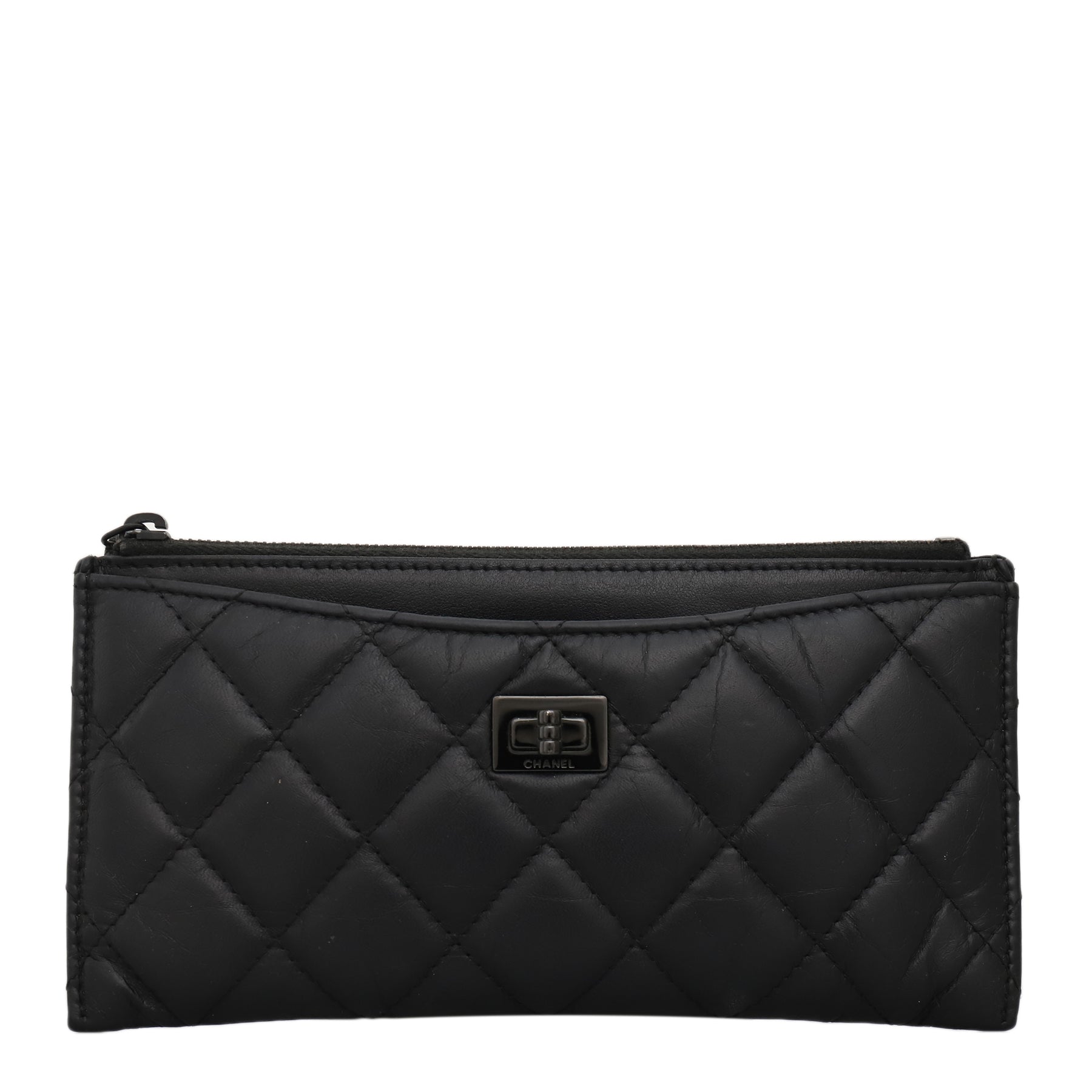 Chanel Chanel So Black 2.55 Reissue Zip Long Wallet