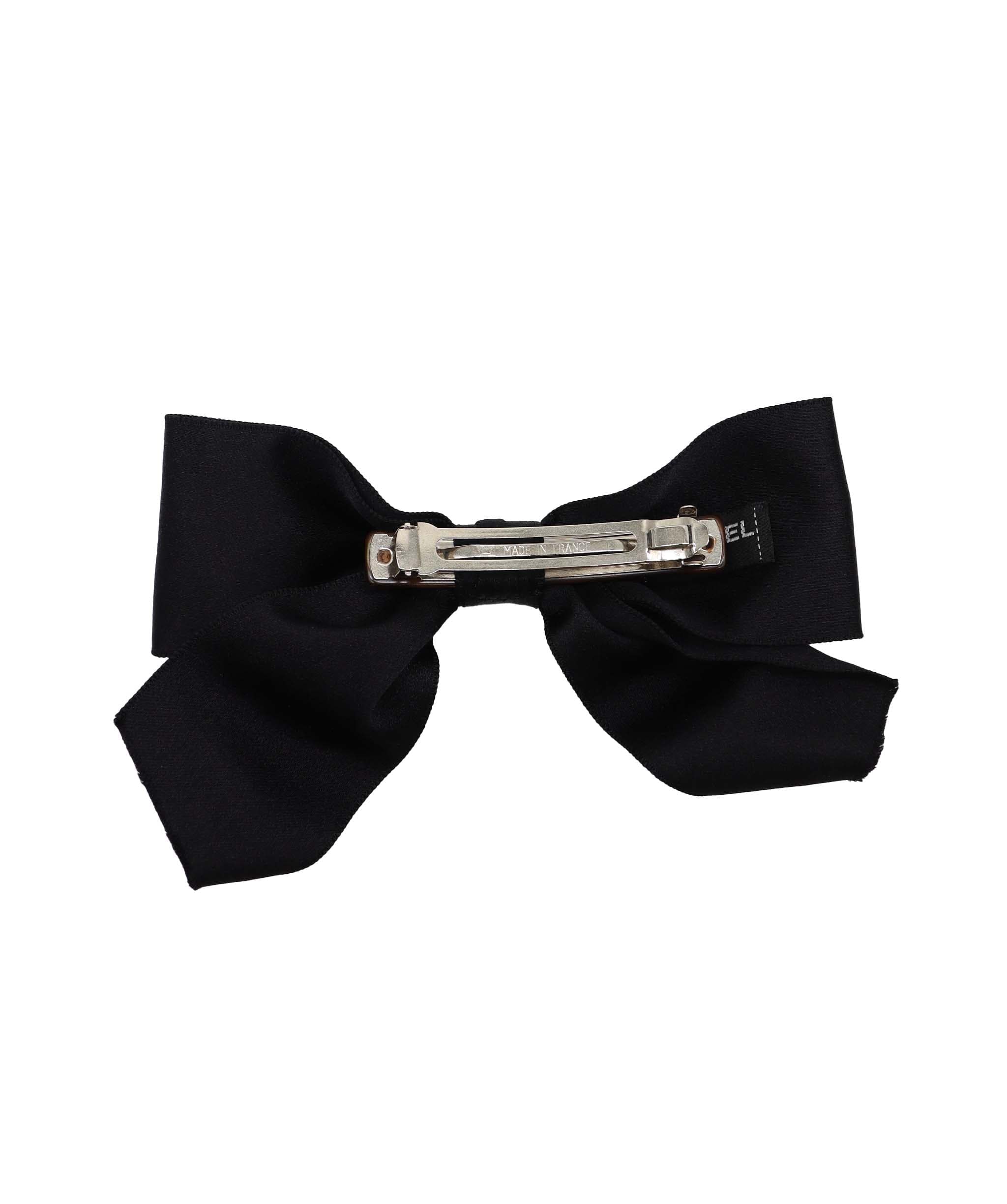 Chanel Chanel Tortoiseshell Satin Acrylic Black Bow Hair Clip DXBS3703