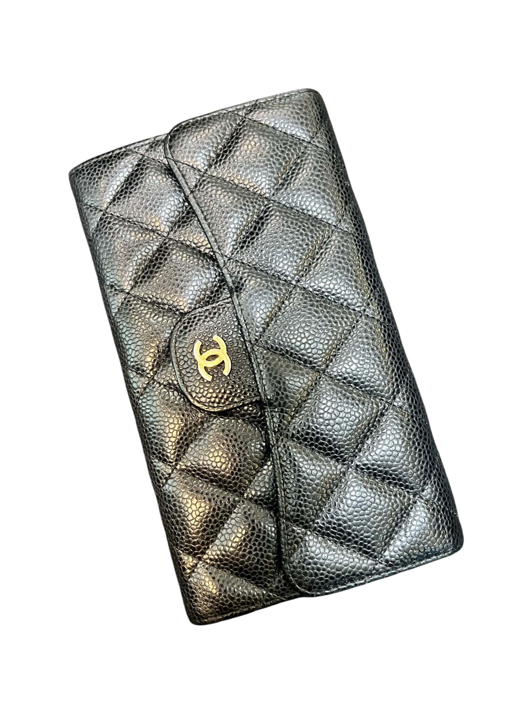Chanel Chanel Tri-fold Classic Wallet Black Caviar GHW #22 SSLG1057