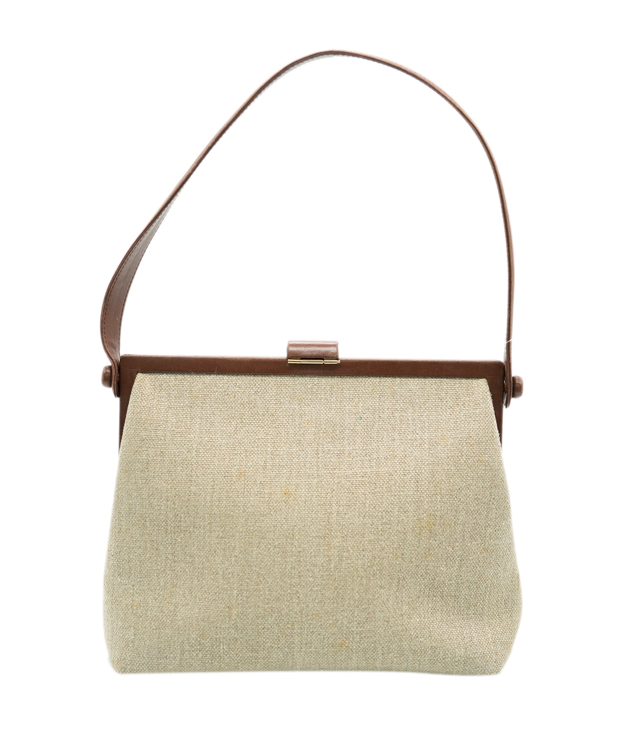 Chanel Chanel Vintage Beige Linen CC Frame Shoulder Bag DBXS3244