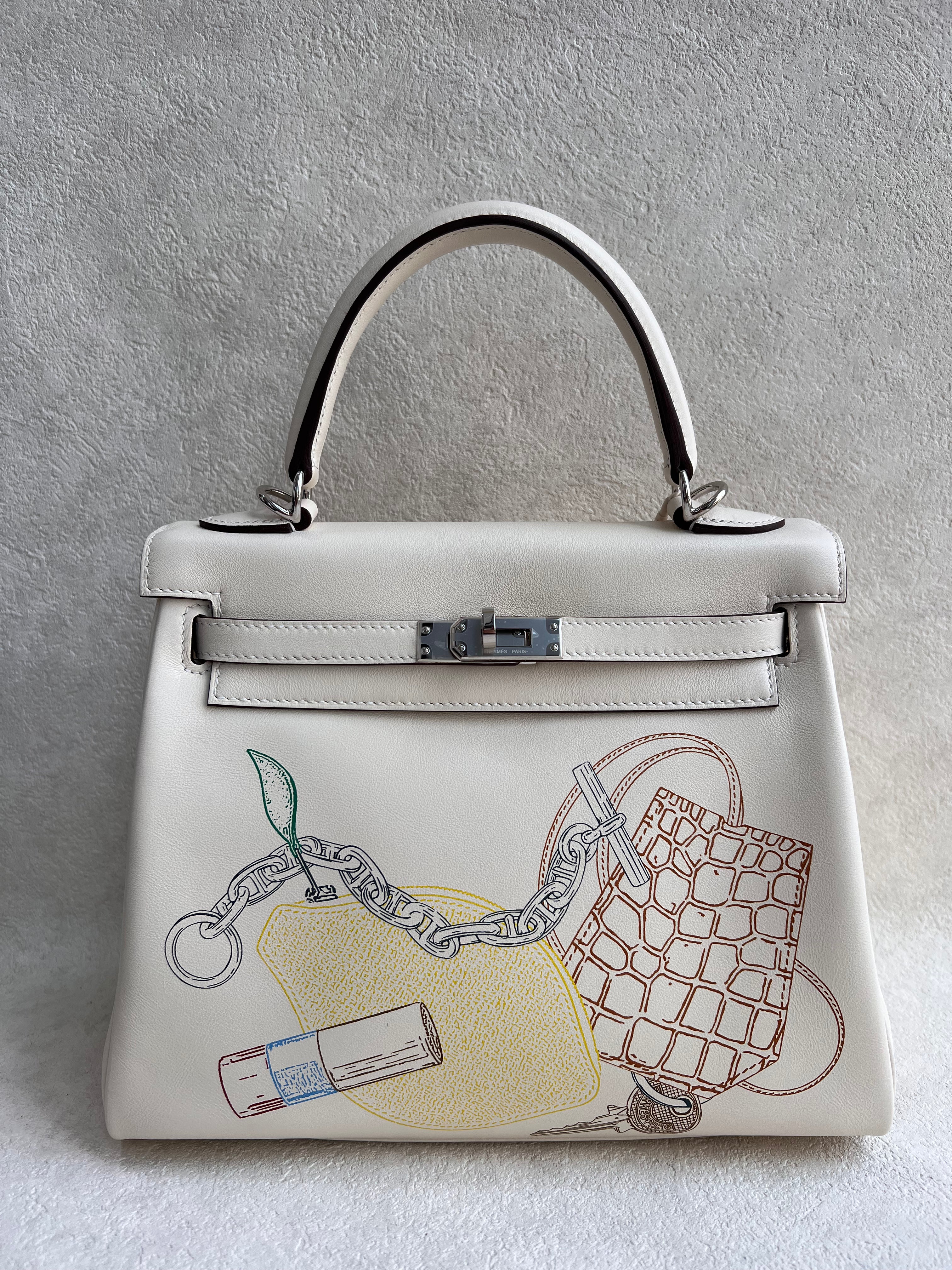 Chanel Hermes In and Out Kelly 25 Nata Swift PHW SYCYB1053