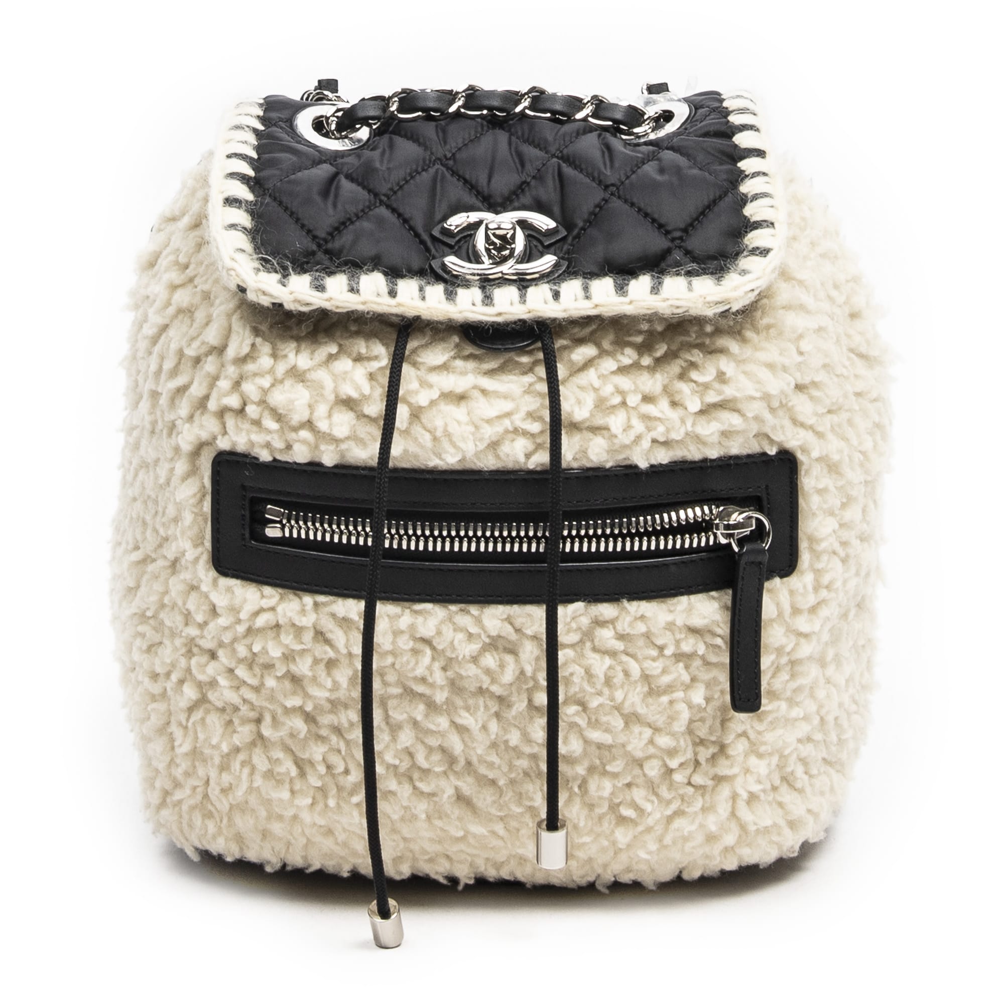 Chanel Chanel Ivory/Black Canvas Coco Neige Flap Backpack AAU4168