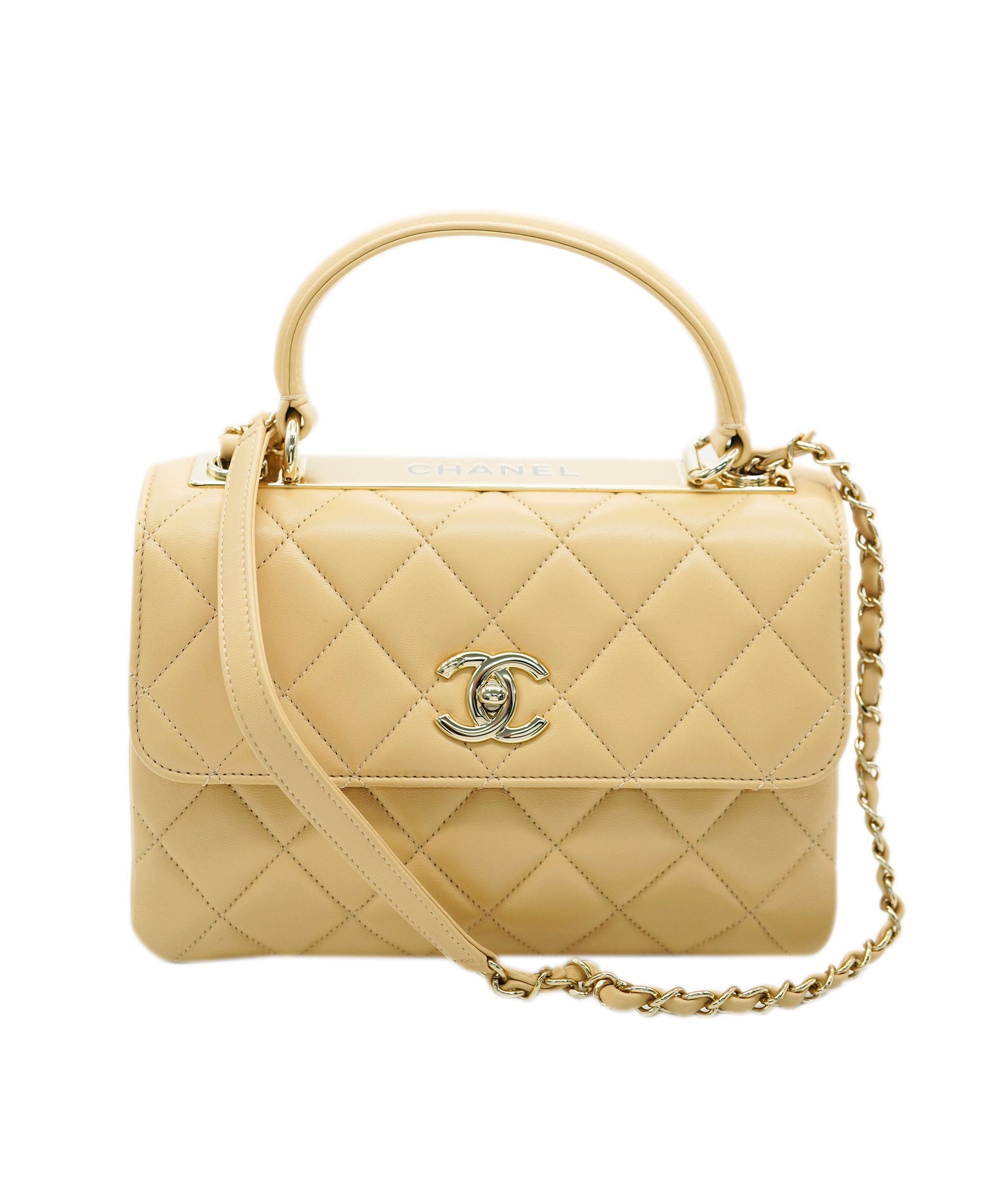 Chanel Chanel Beige Lambskin Chevron Trendy ALC1766