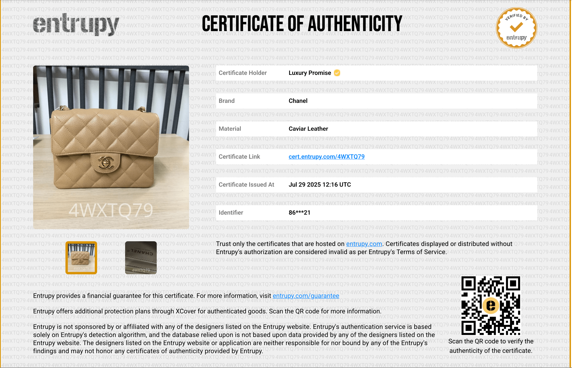 Chanel Chanel Beige Vintage Mini Caviar Square 90220677 DBXS0035