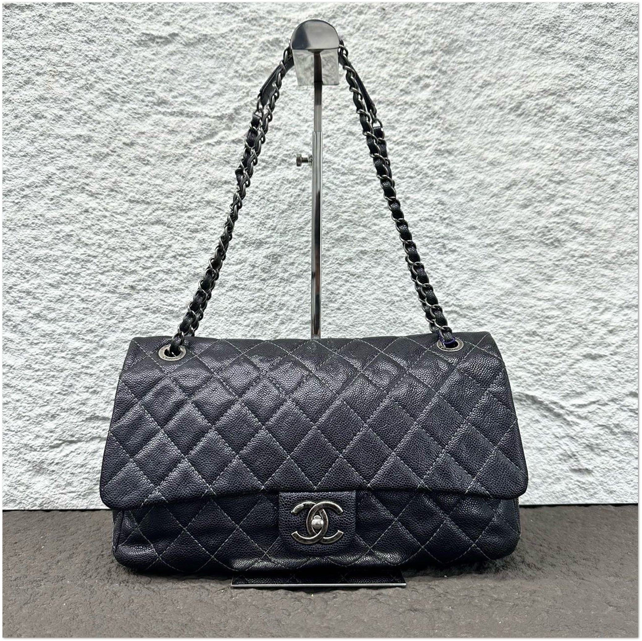 Chanel Chanel Black Caviar Quilted Classic Jumbo Double Flap Bag C19491350527