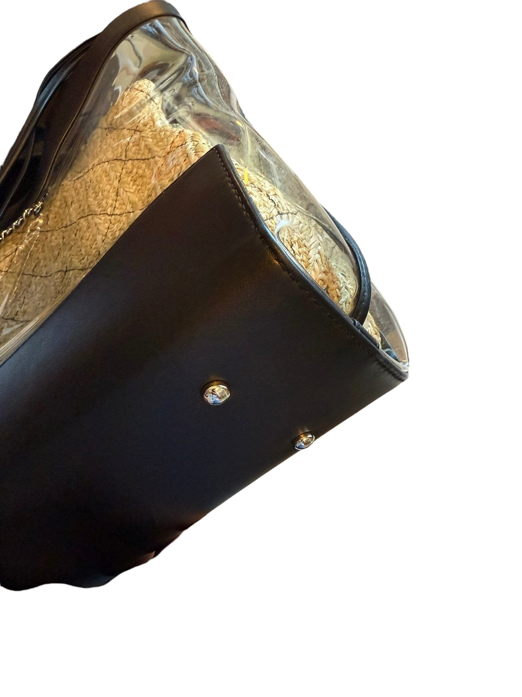 Chanel Chanel Black PVC Shopper Tote with Raffia Insert DXBK0444