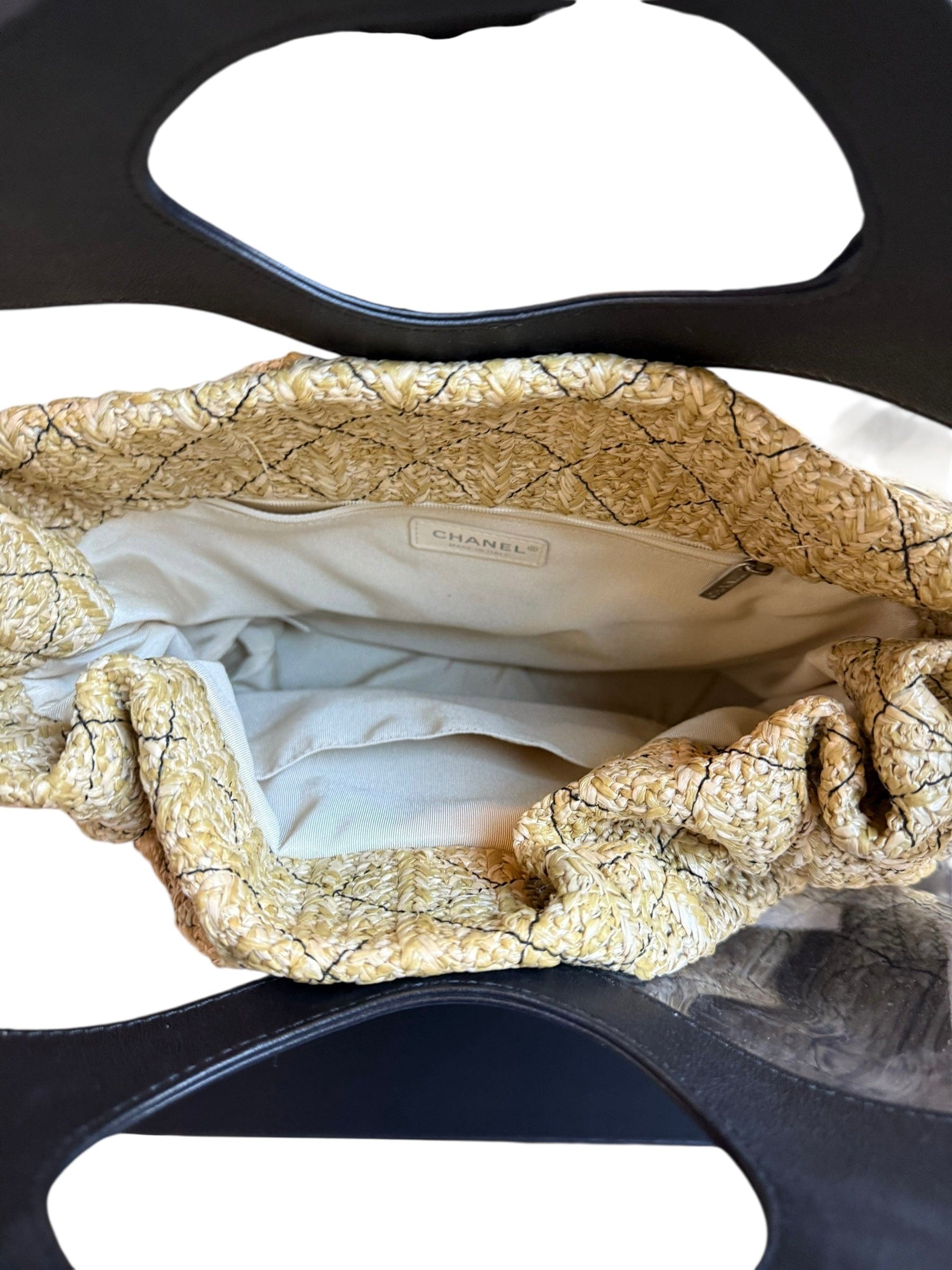 Chanel Chanel Black PVC Shopper Tote with Raffia Insert DXBK0444