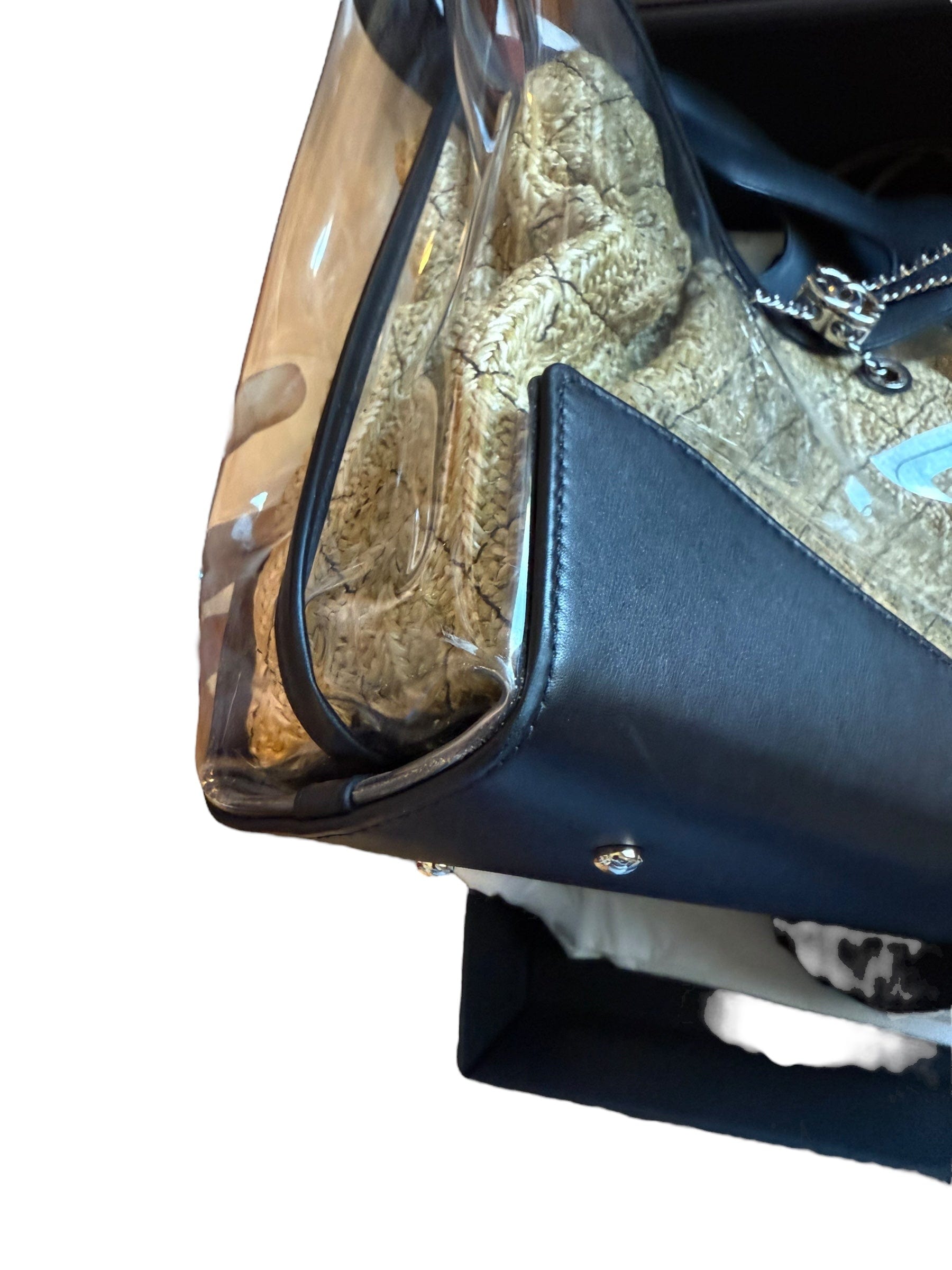 Chanel Chanel Black PVC Shopper Tote with Raffia Insert DXBK0444