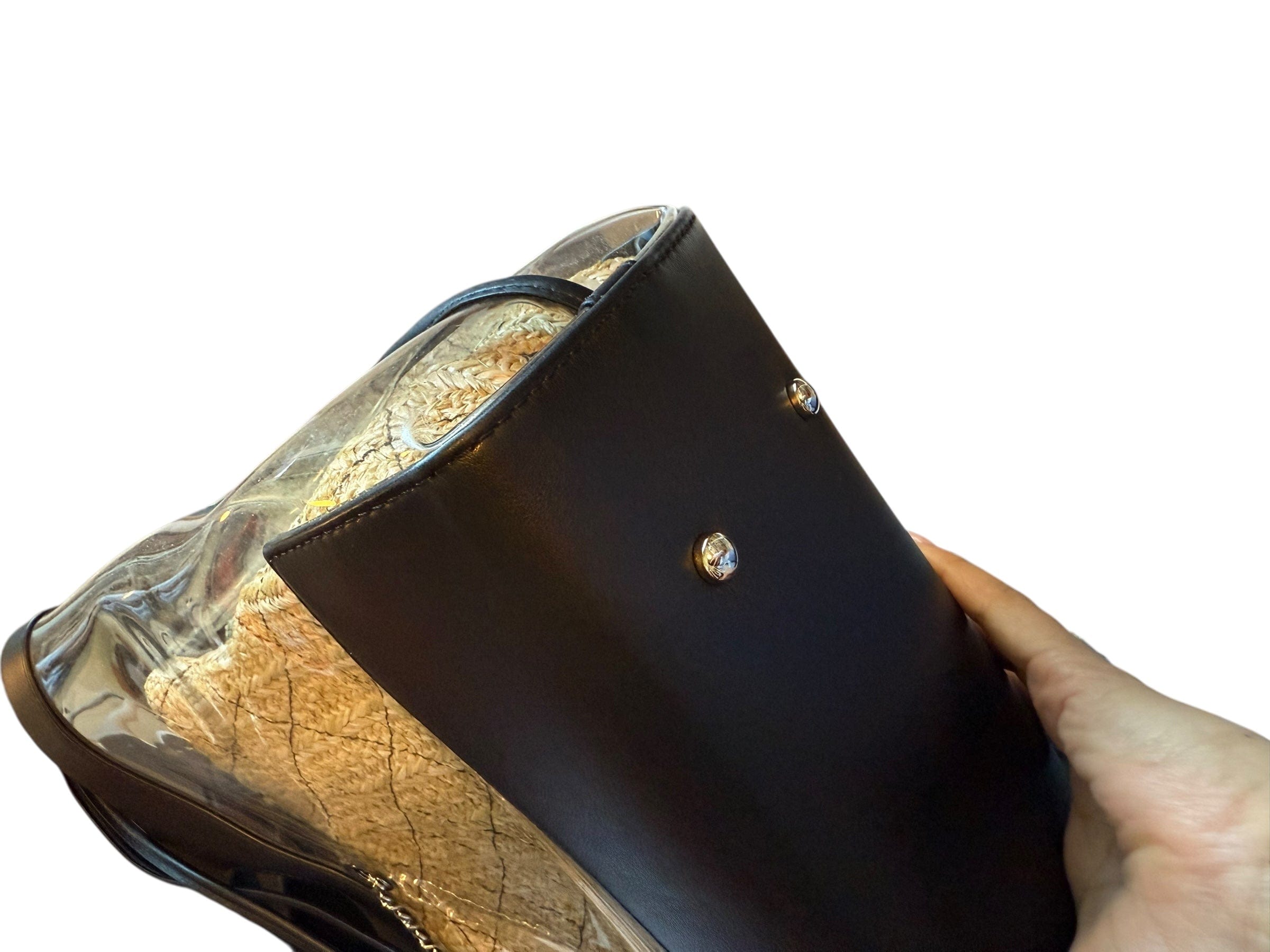 Chanel Chanel Black PVC Shopper Tote with Raffia Insert DXBK0444