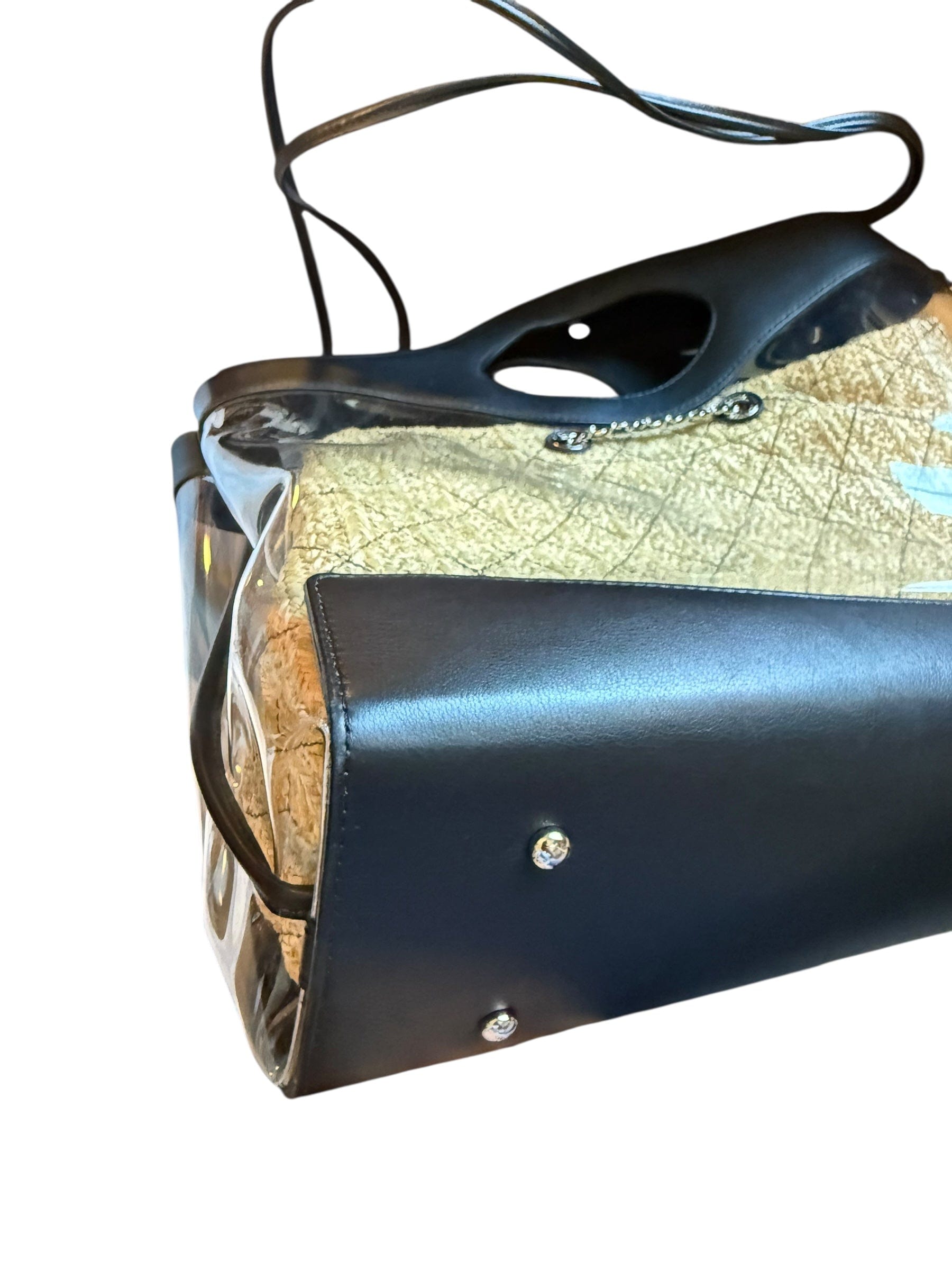 Chanel Chanel Black PVC Shopper Tote with Raffia Insert DXBK0444