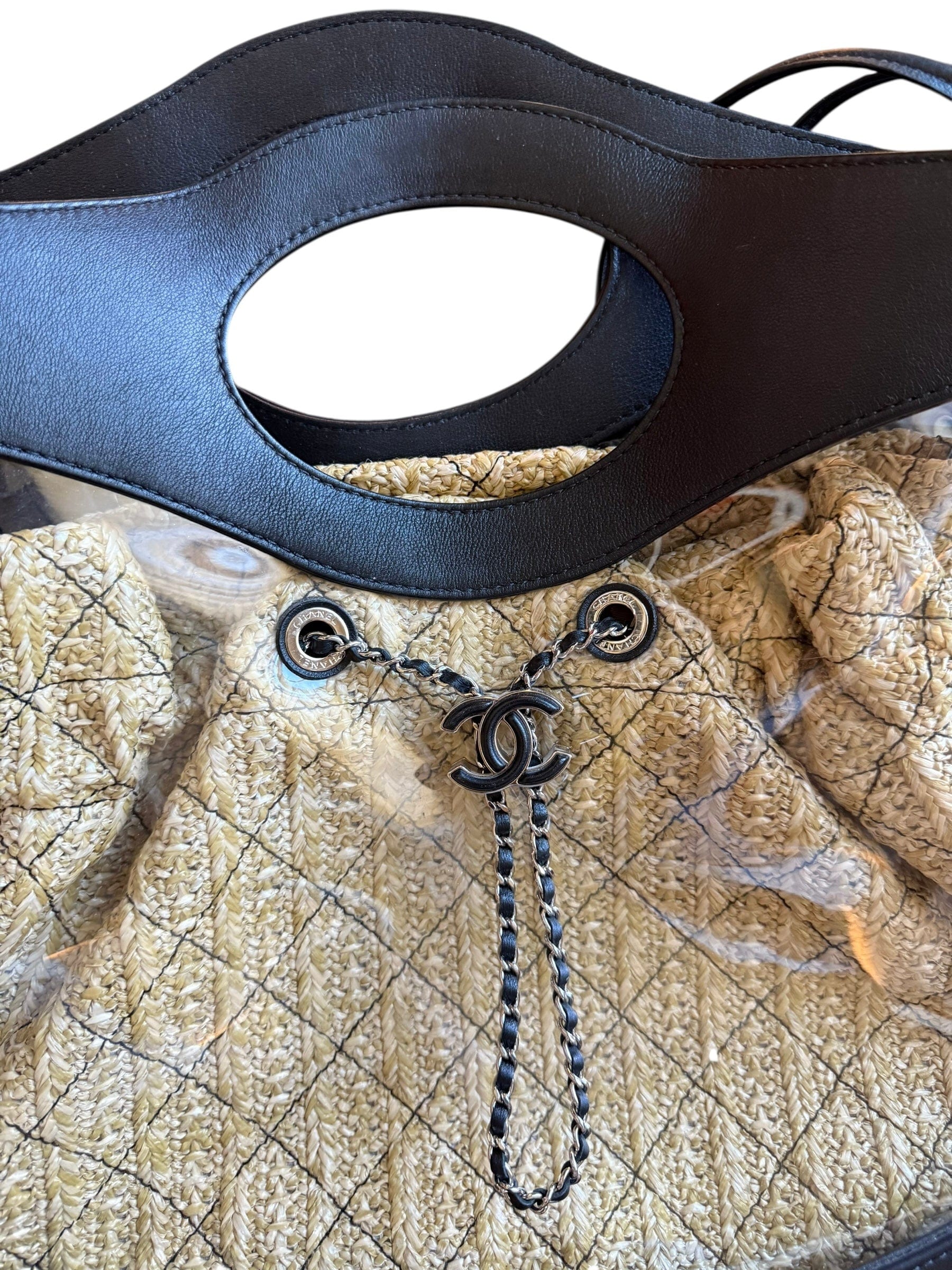 Chanel Chanel Black PVC Shopper Tote with Raffia Insert DXBK0444