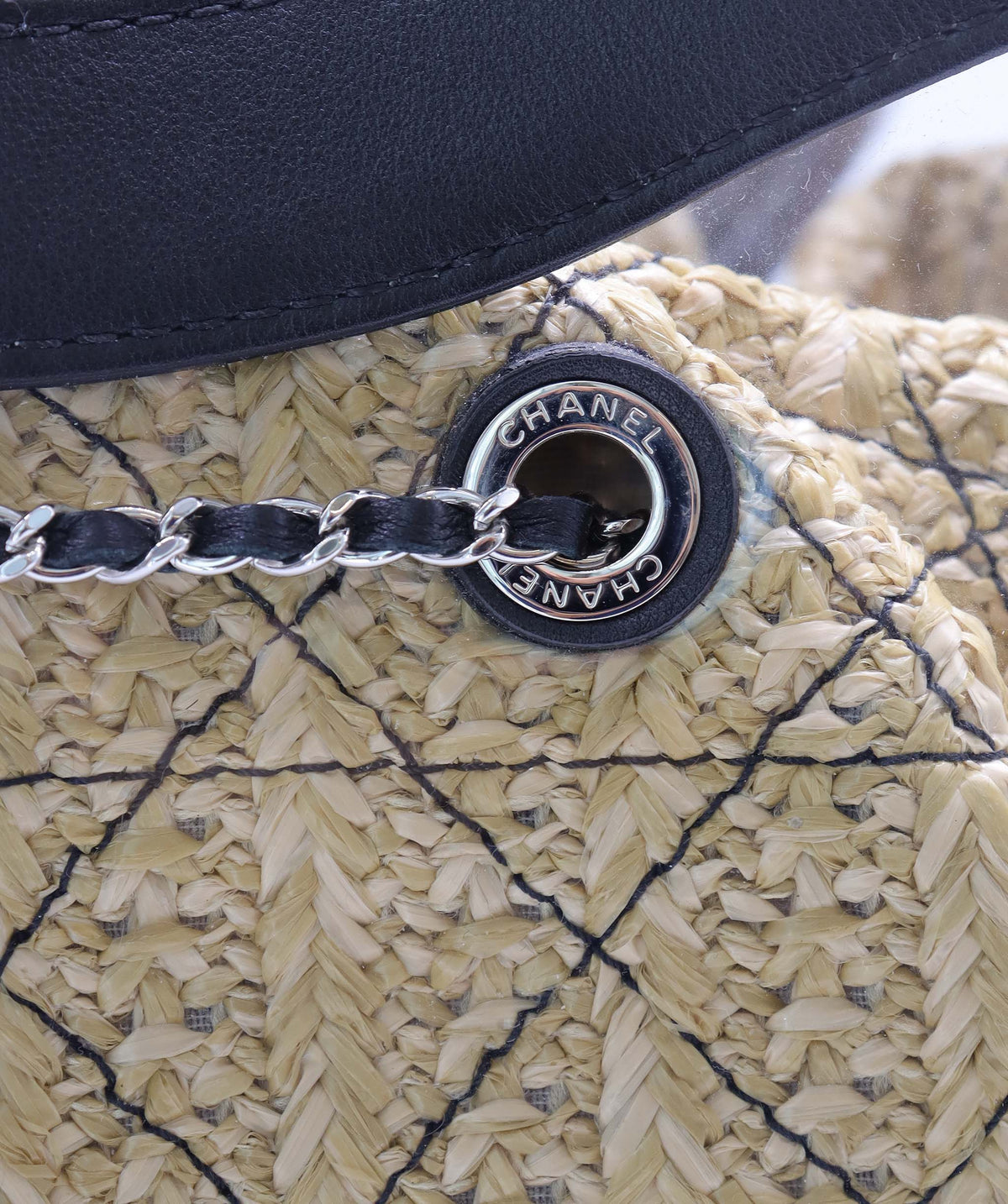 Chanel Chanel Black PVC Shopper Tote with Raffia Insert DXBK0444