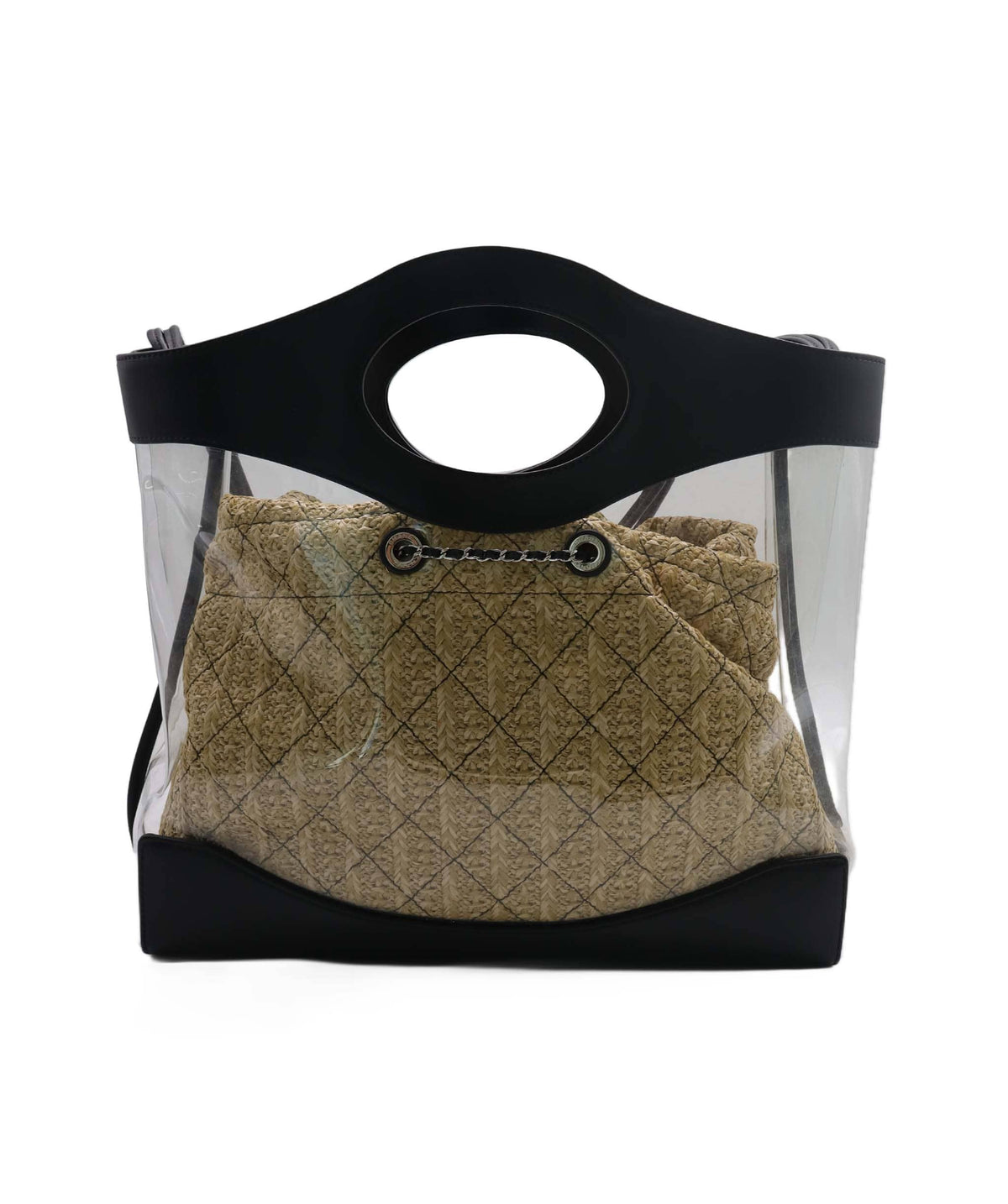 Chanel Chanel Black PVC Shopper Tote with Raffia Insert DXBK0444