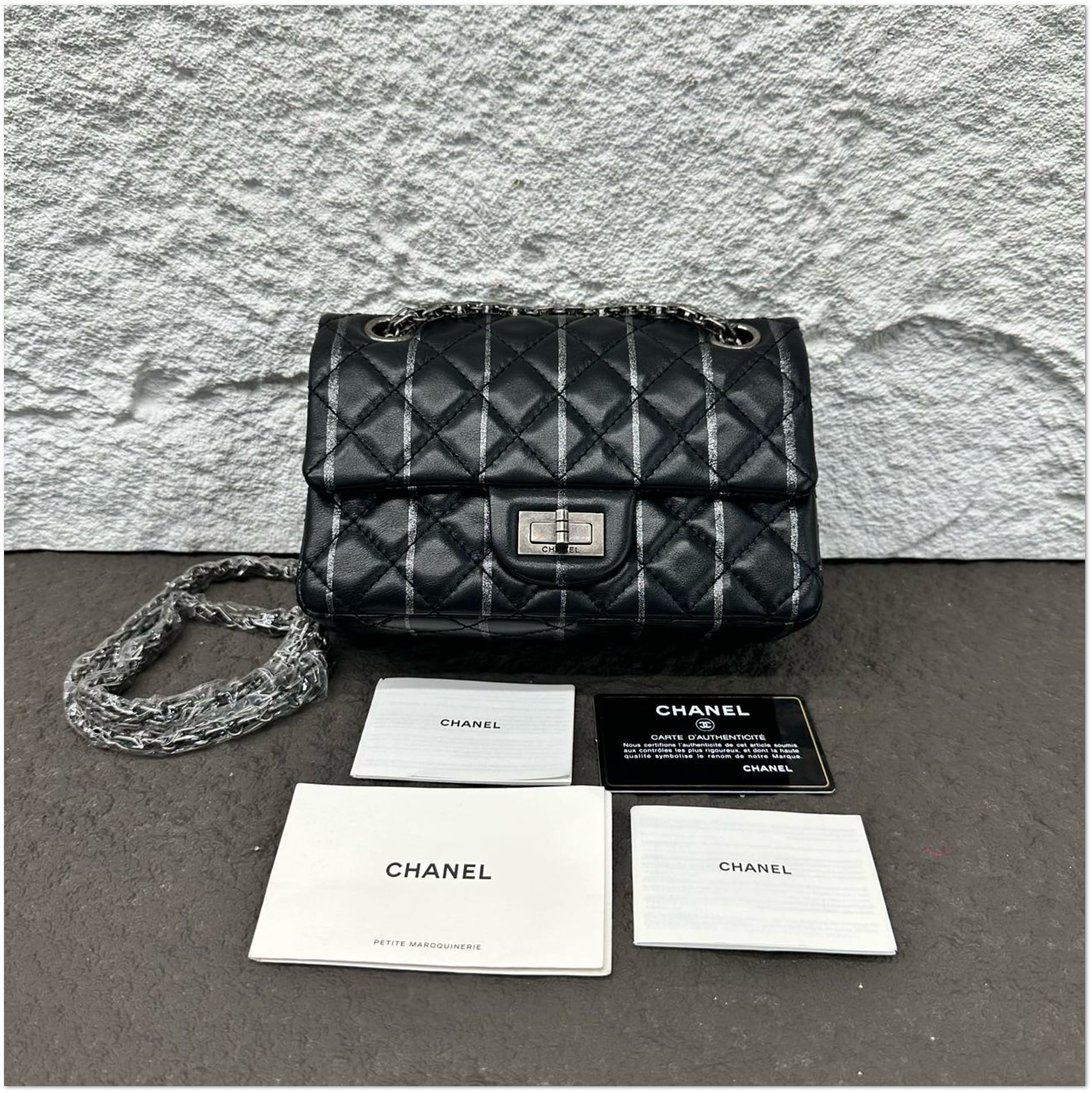Chanel Chanel Black Quilted Leather Reissue Pinstripe Flap Bag C19497134932