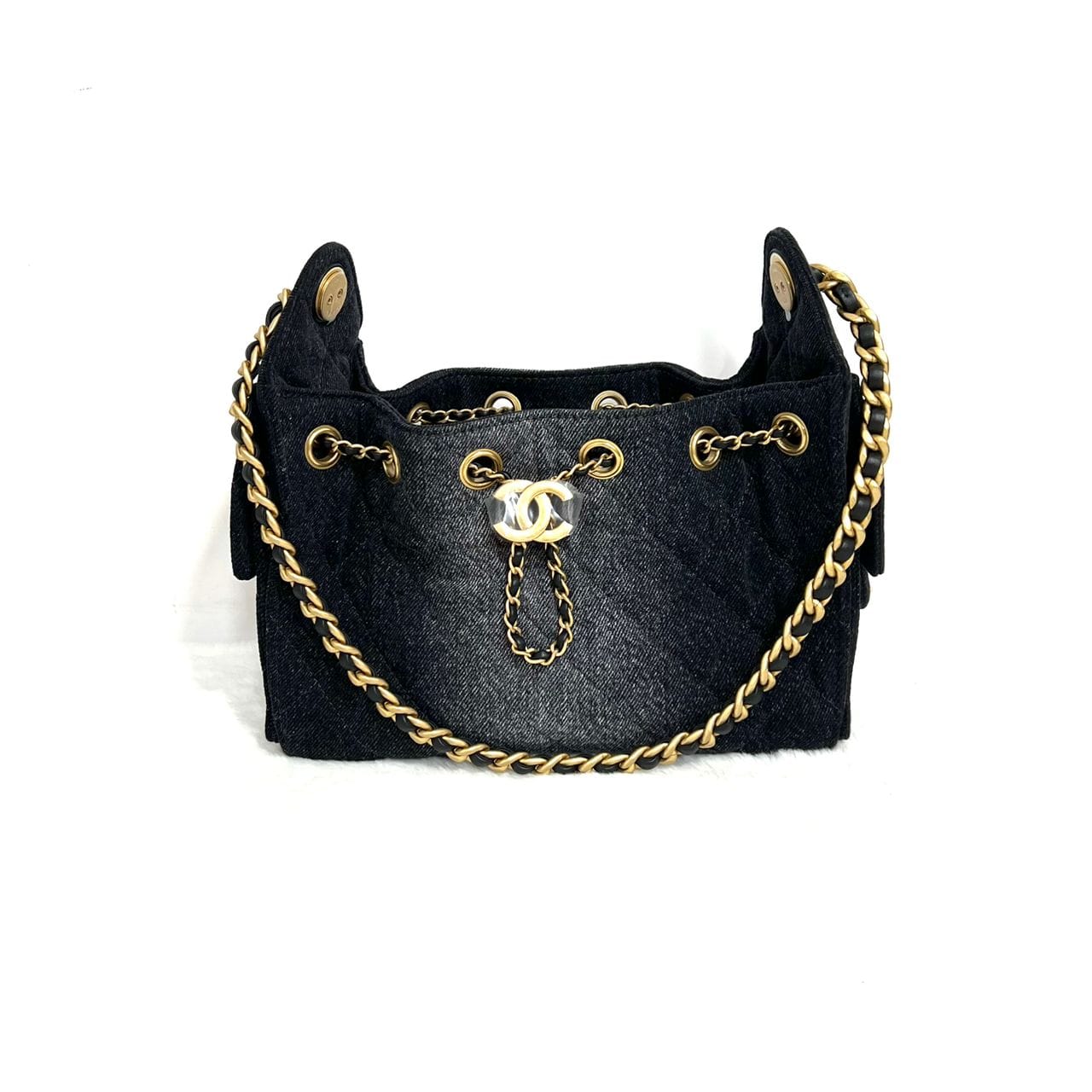 CHANEL Chanel Black washed denim 25 mini Hobo bag in GHW SYC1818