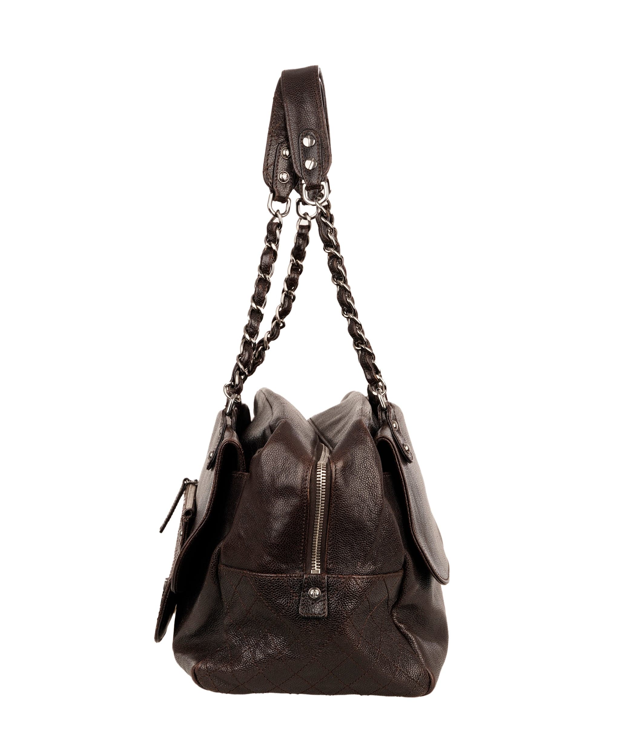 Chanel Chanel Bowling caviar brown shw bag - APC0025