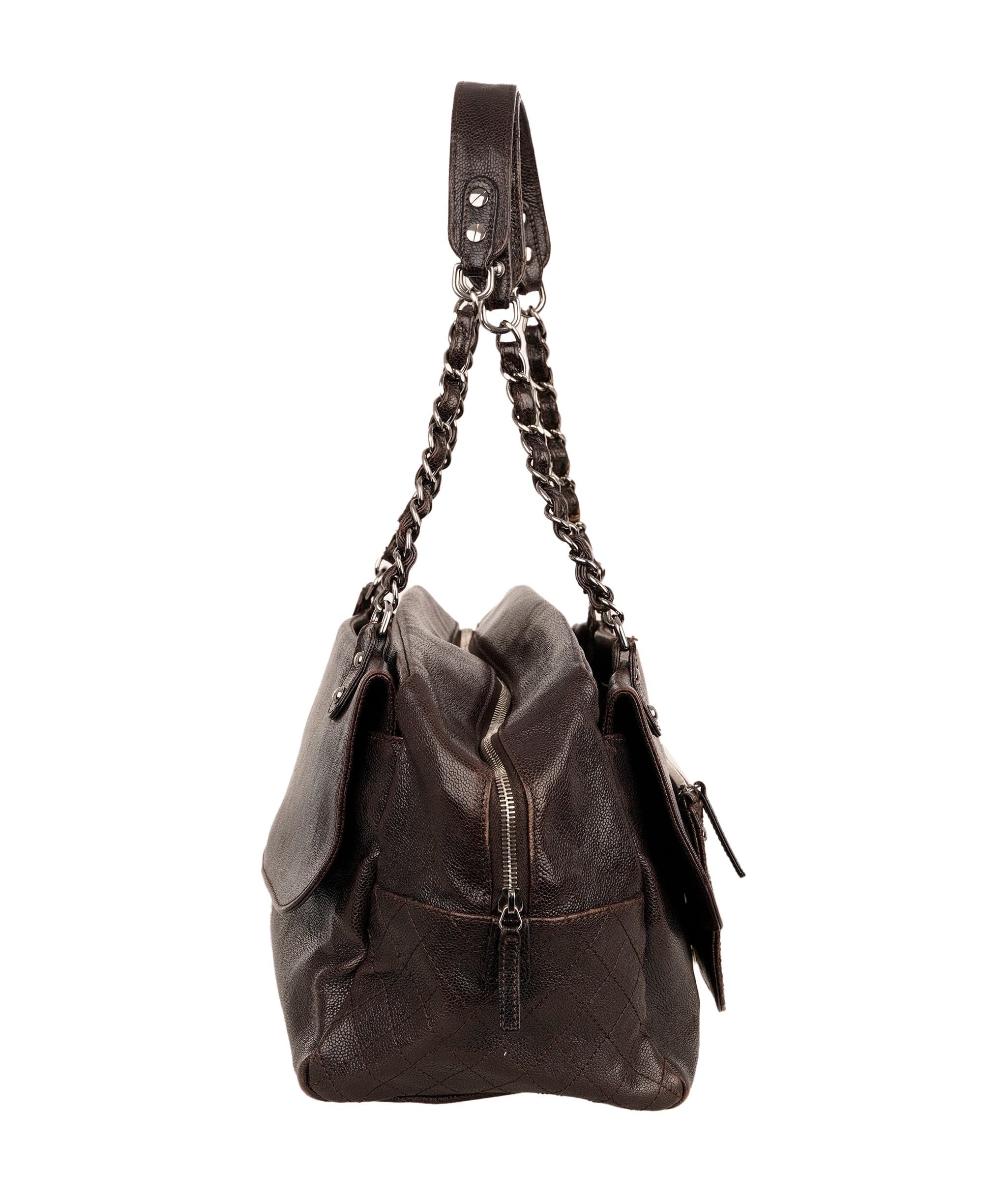 Chanel Chanel Bowling caviar brown shw bag - APC0025