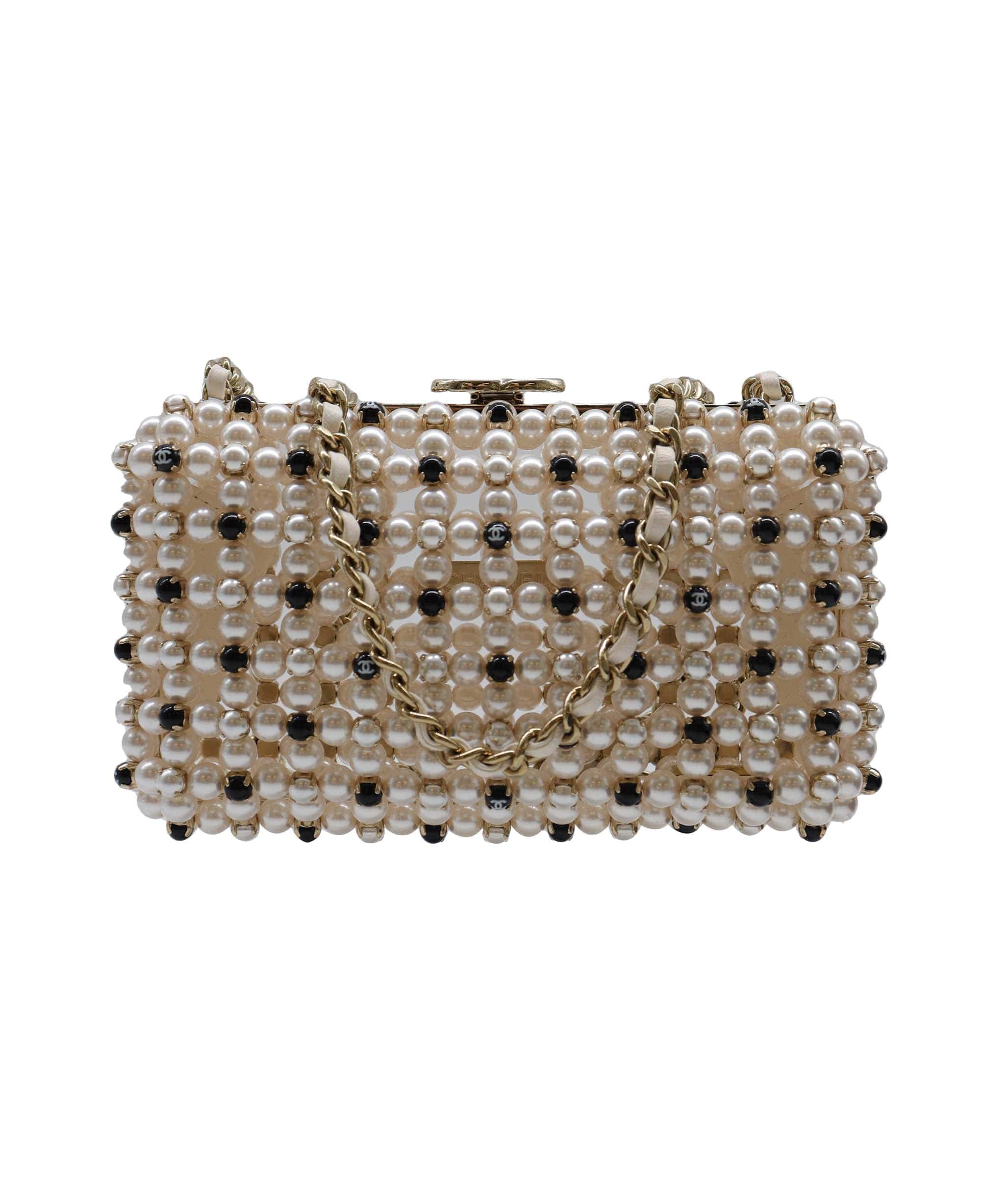 Chanel Chanel Caged Pearl Minaudiere Black White - DXBS2525