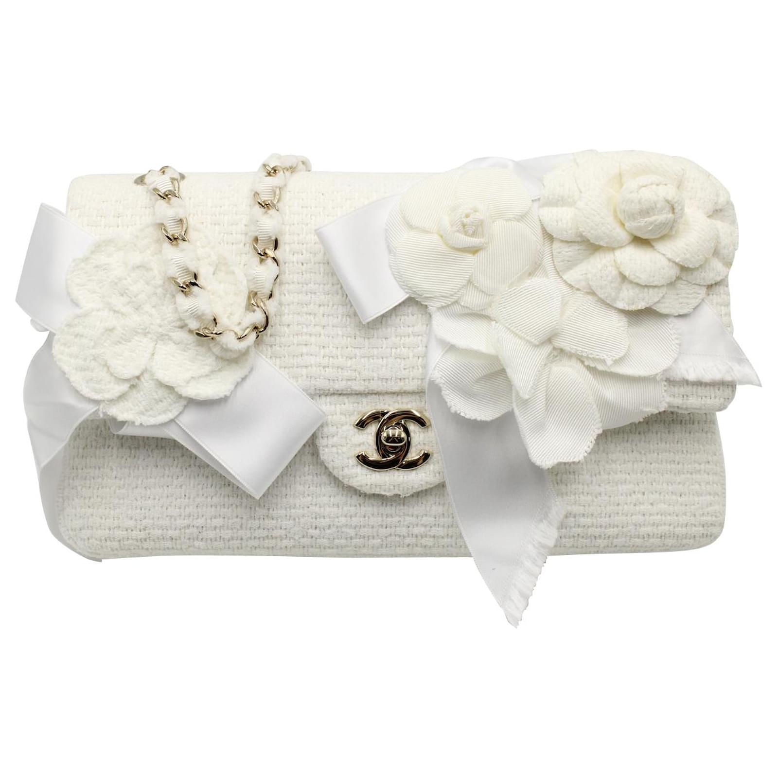 Chanel Chanel Camellia Chain Shoulder Bag Tweed White G K8PTL544 DXBV0581