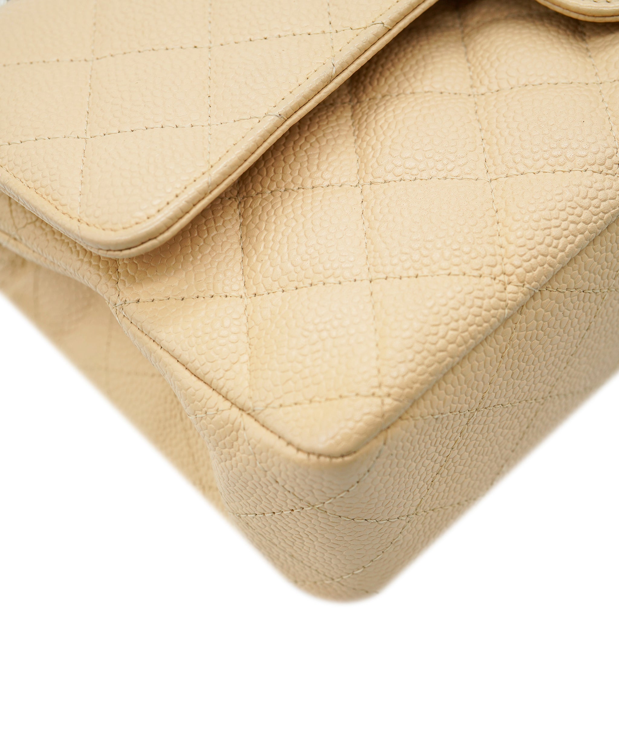 Chanel Chanel Caviar Beige Classic Flap With Silver Hardware ALC3566