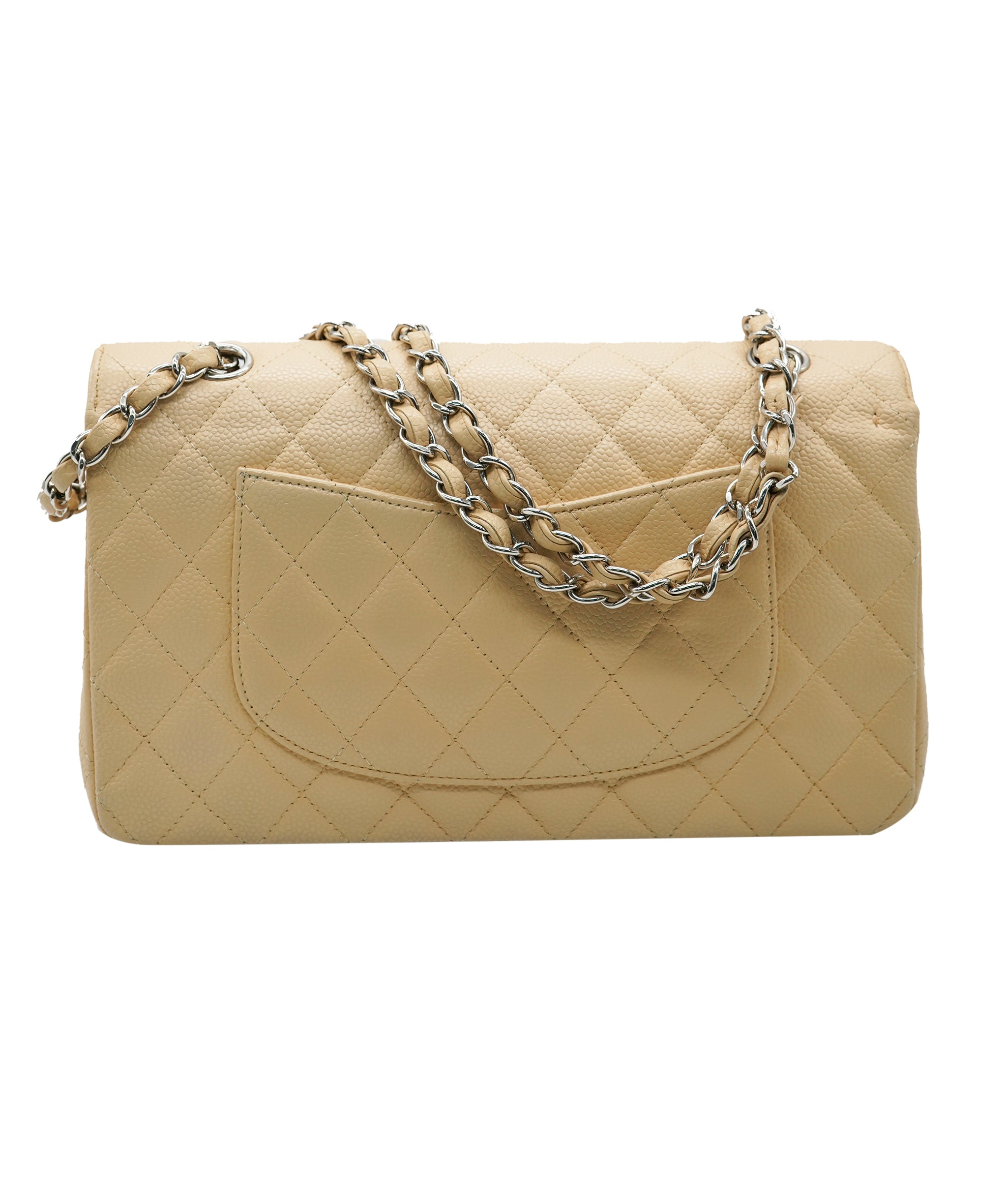 Chanel Chanel Caviar Beige Classic Flap With Silver Hardware ALC3566