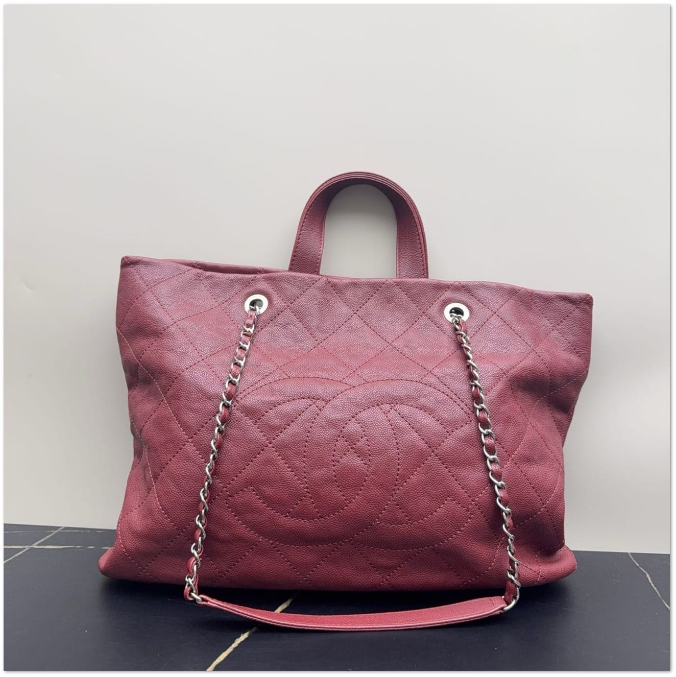 Chanel Chanel Caviar Grand Shopping Tote with Silver Hardware C19498009585