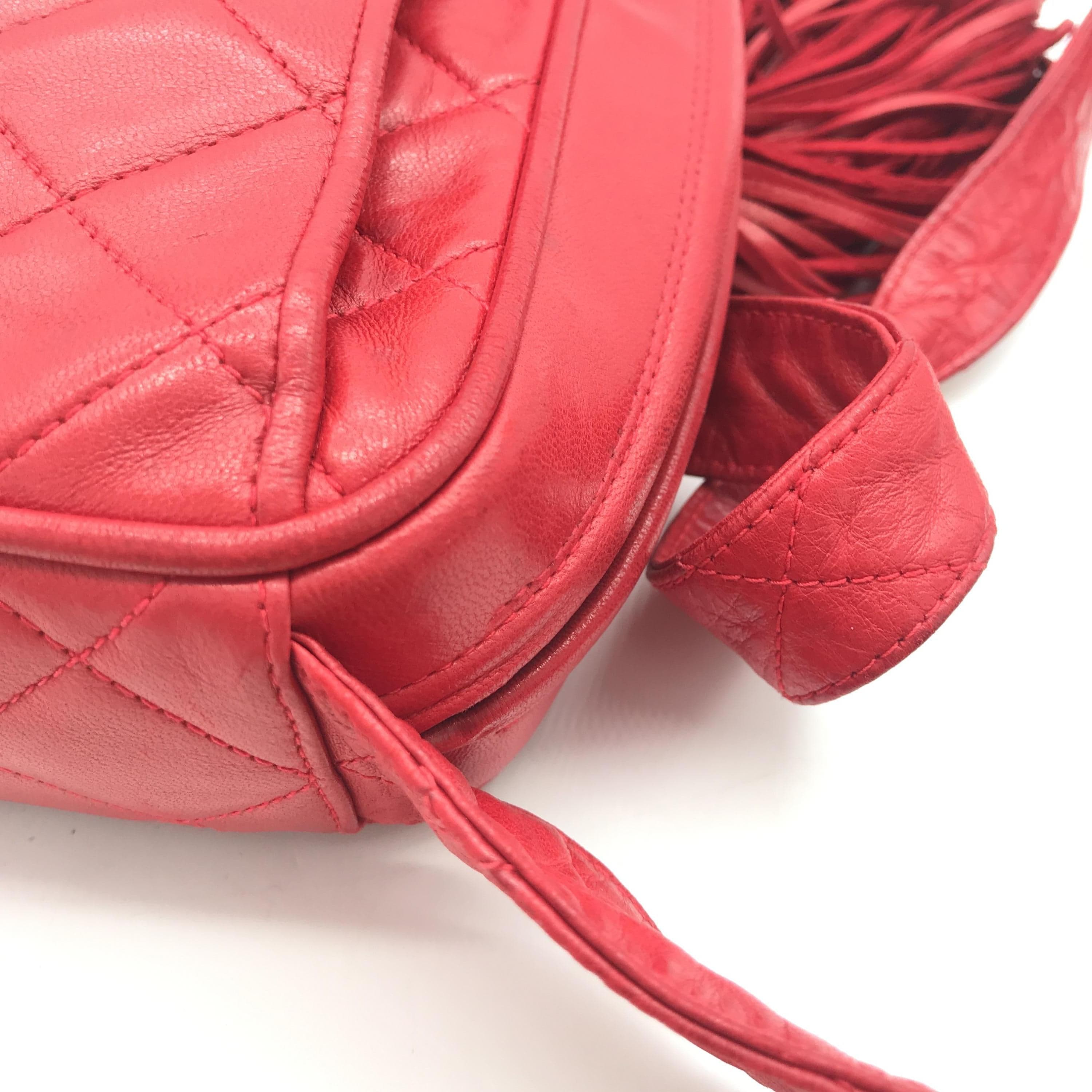 Chanel Chanel CC Quilted Red Leather Camera Tassel Bag ALC3196