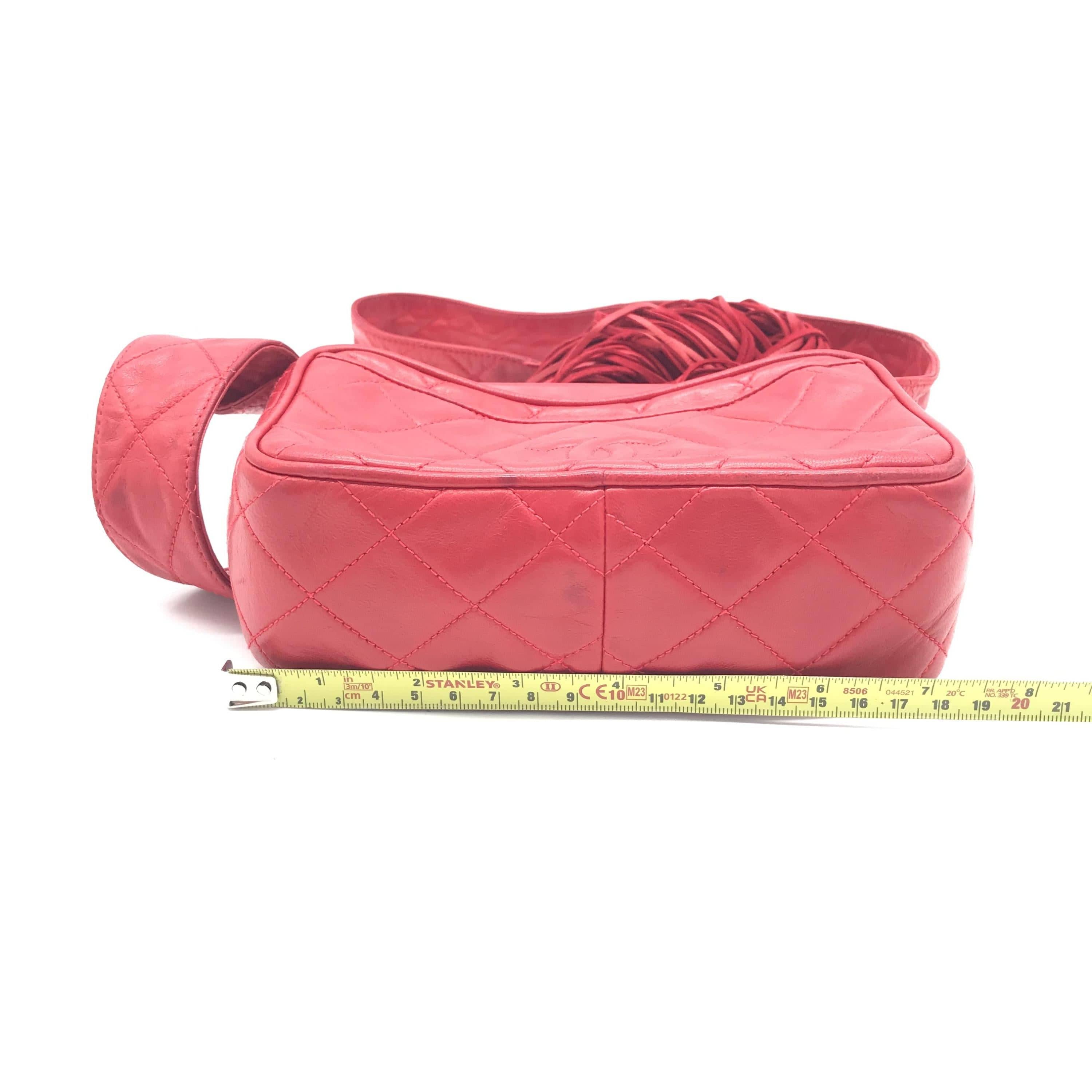 Chanel Chanel CC Quilted Red Leather Camera Tassel Bag ALC3196