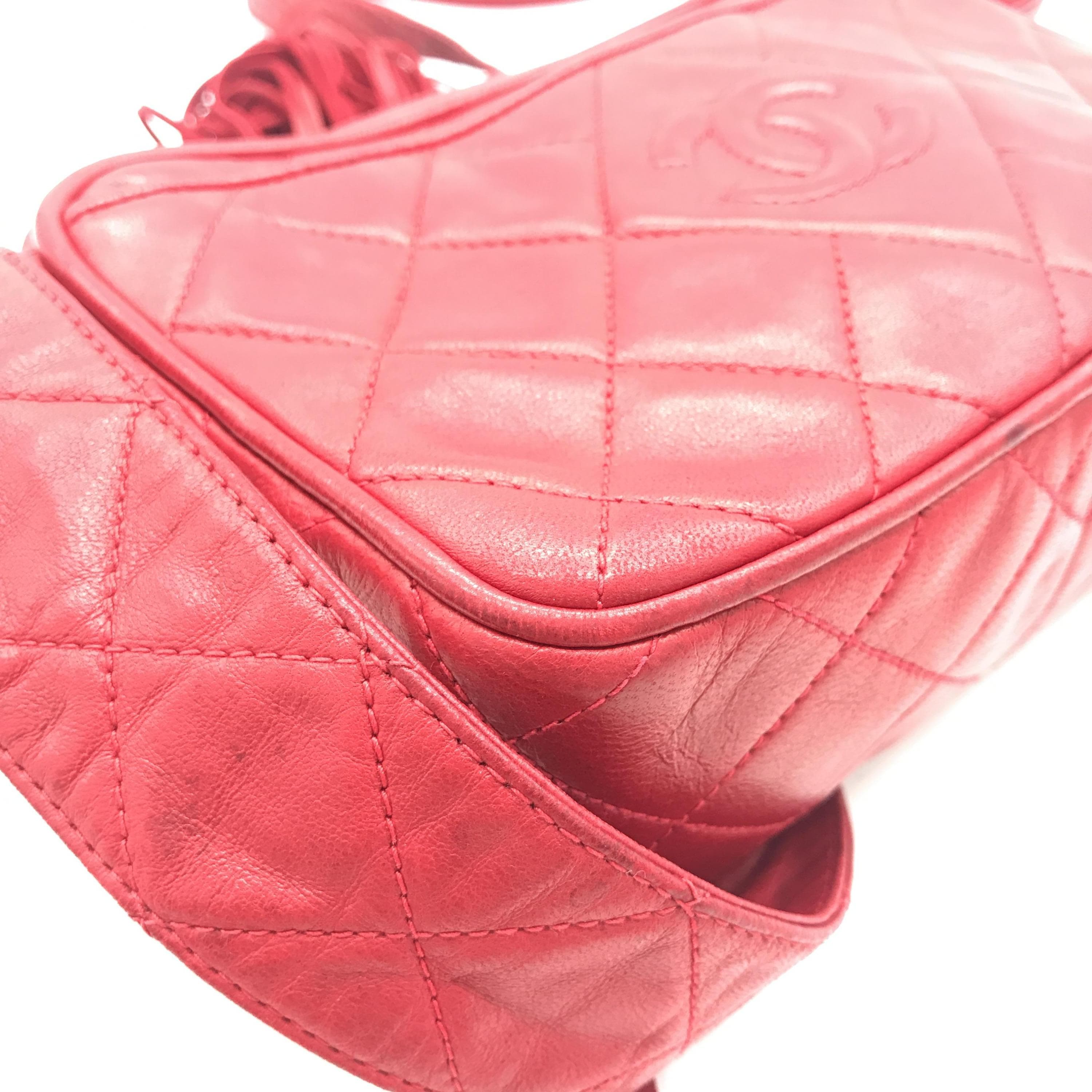 Chanel Chanel CC Quilted Red Leather Camera Tassel Bag ALC3196