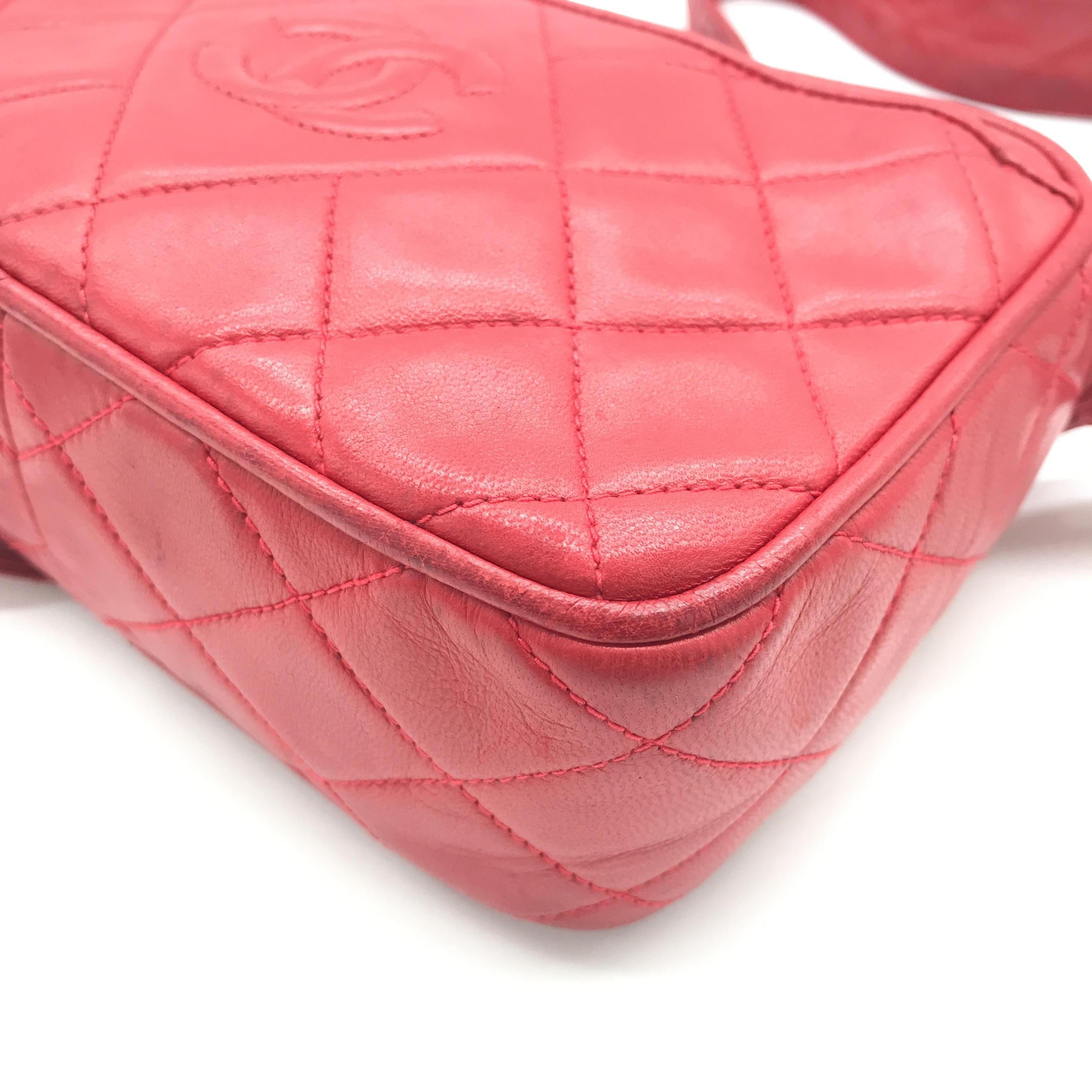 Chanel Chanel CC Quilted Red Leather Camera Tassel Bag ALC3196