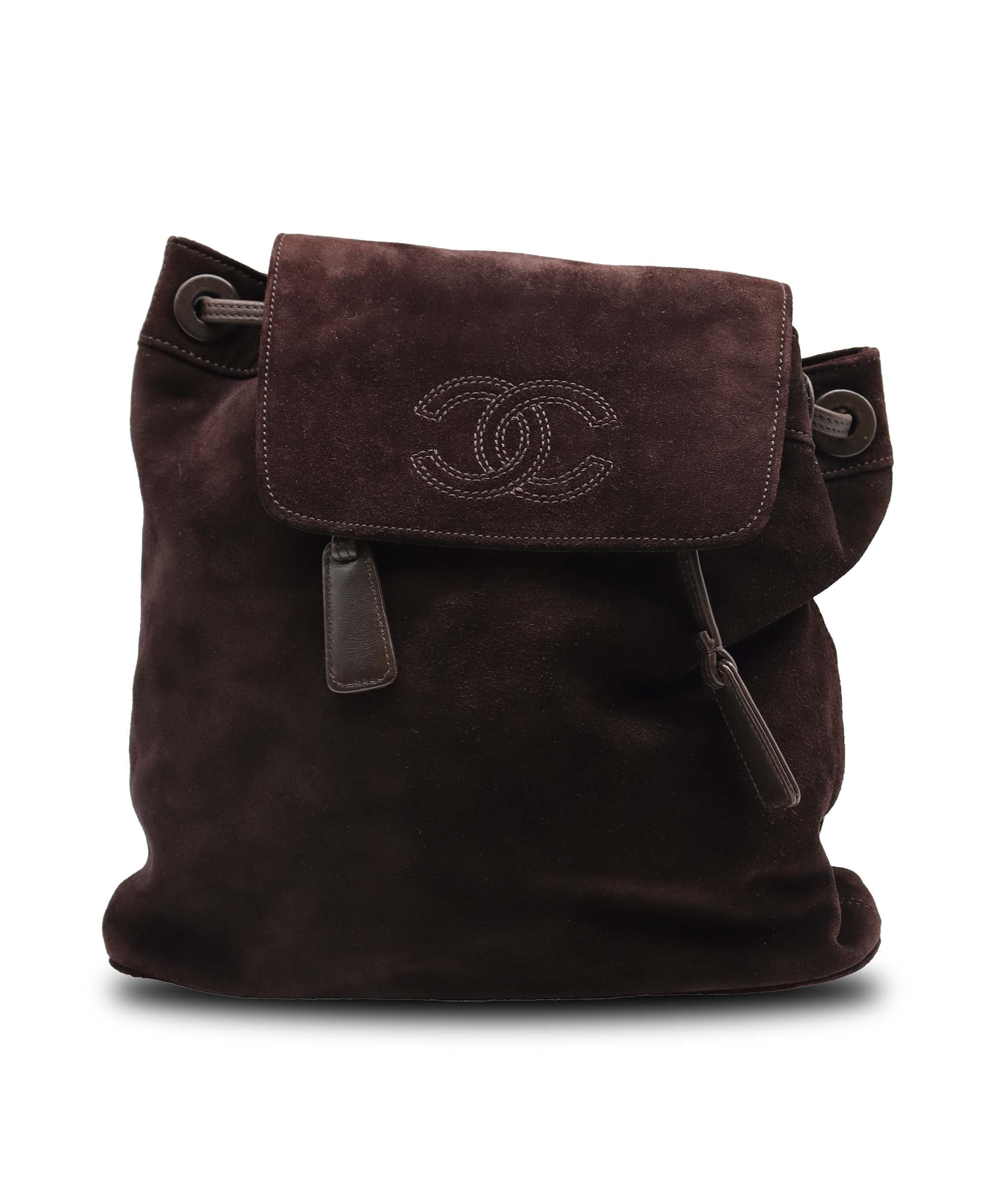 Chanel Chanel CC Suede Backpack Brown DXBS6082